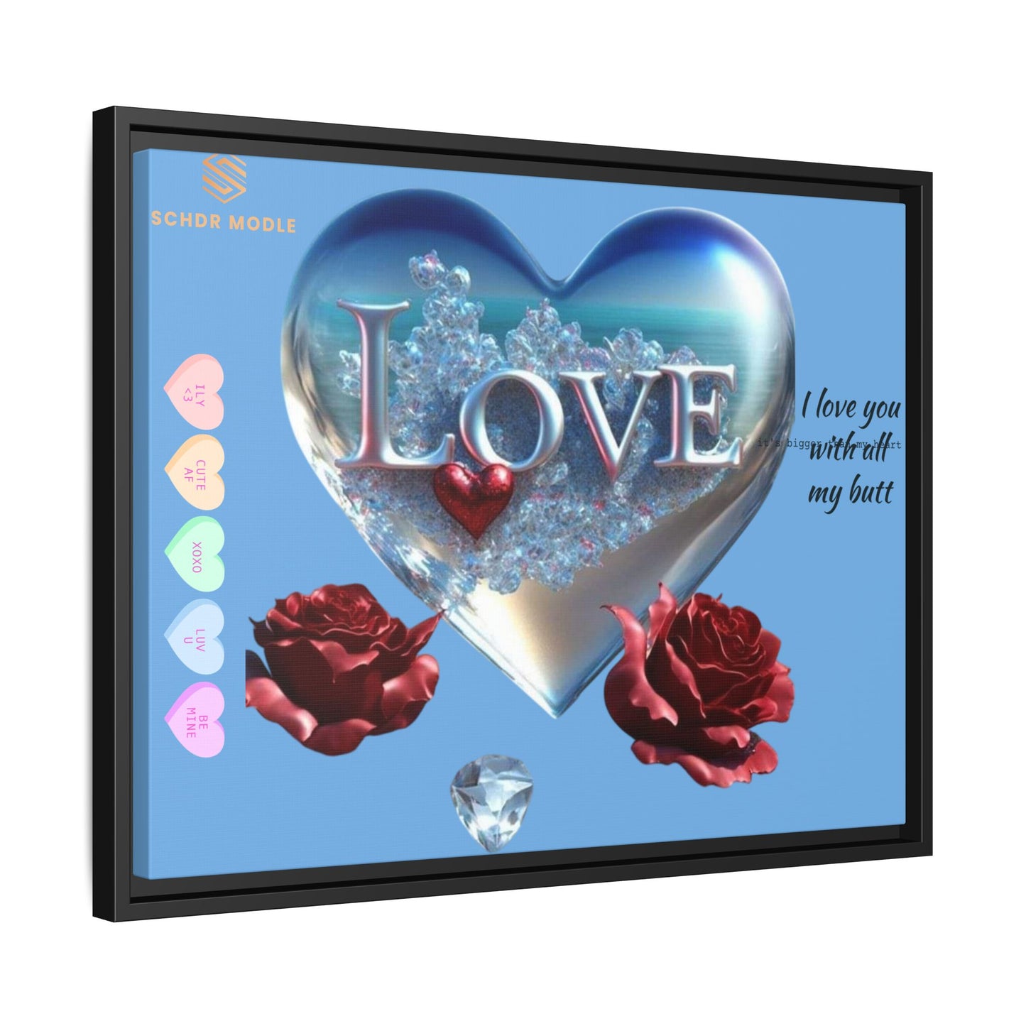 Framed Love Canvas Art - Heart & Flower Design - Perfect Gift for Valentine's Day