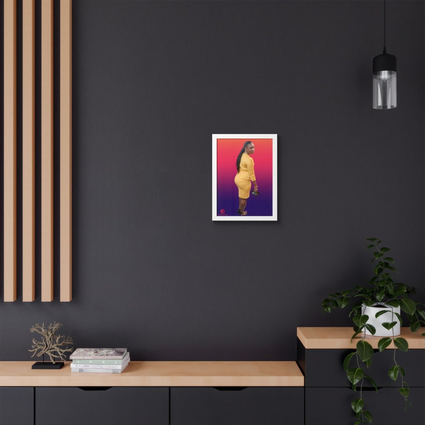 Newborn Twins Framed Photo Poster — Colorful Heart Border Nursery Wall Art