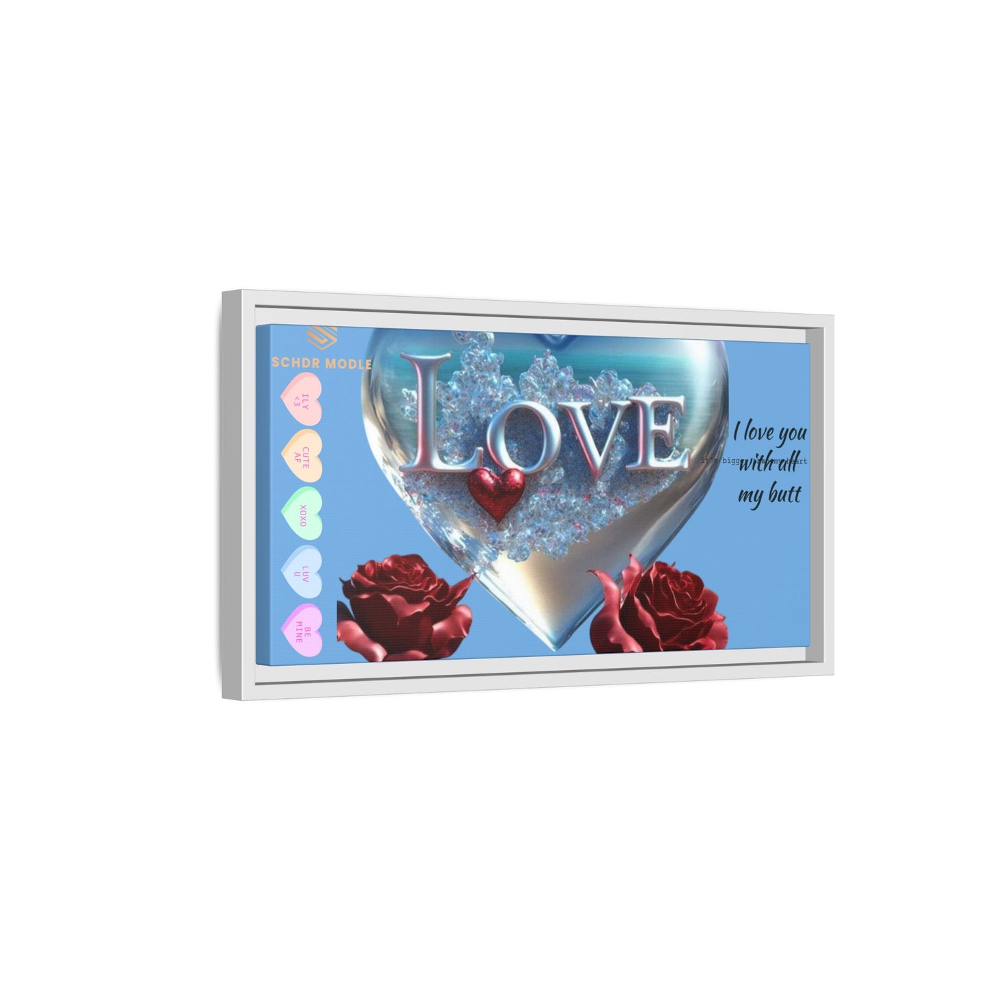 Framed Love Canvas Art - Heart & Flower Design - Perfect Gift for Valentine's Day