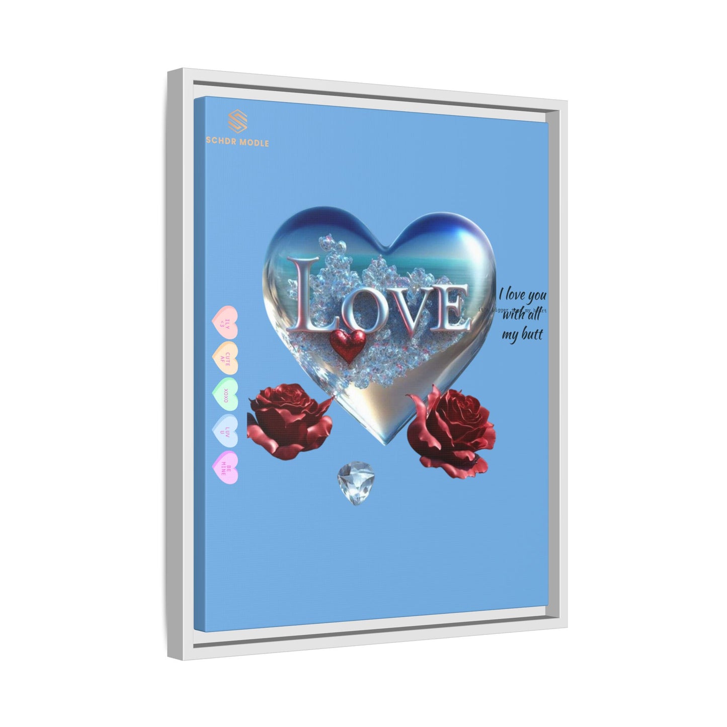 Framed Love Canvas Art - Heart & Flower Design - Perfect Gift for Valentine's Day