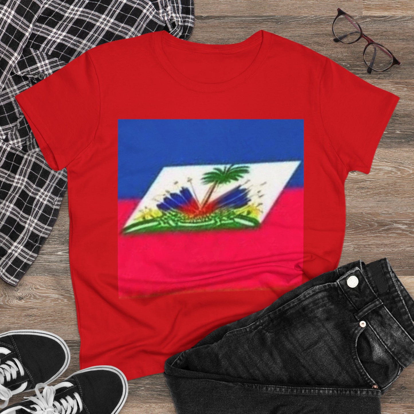 Haitian Flag Women's Cotton Tee - Celebrate Heritage and Culture