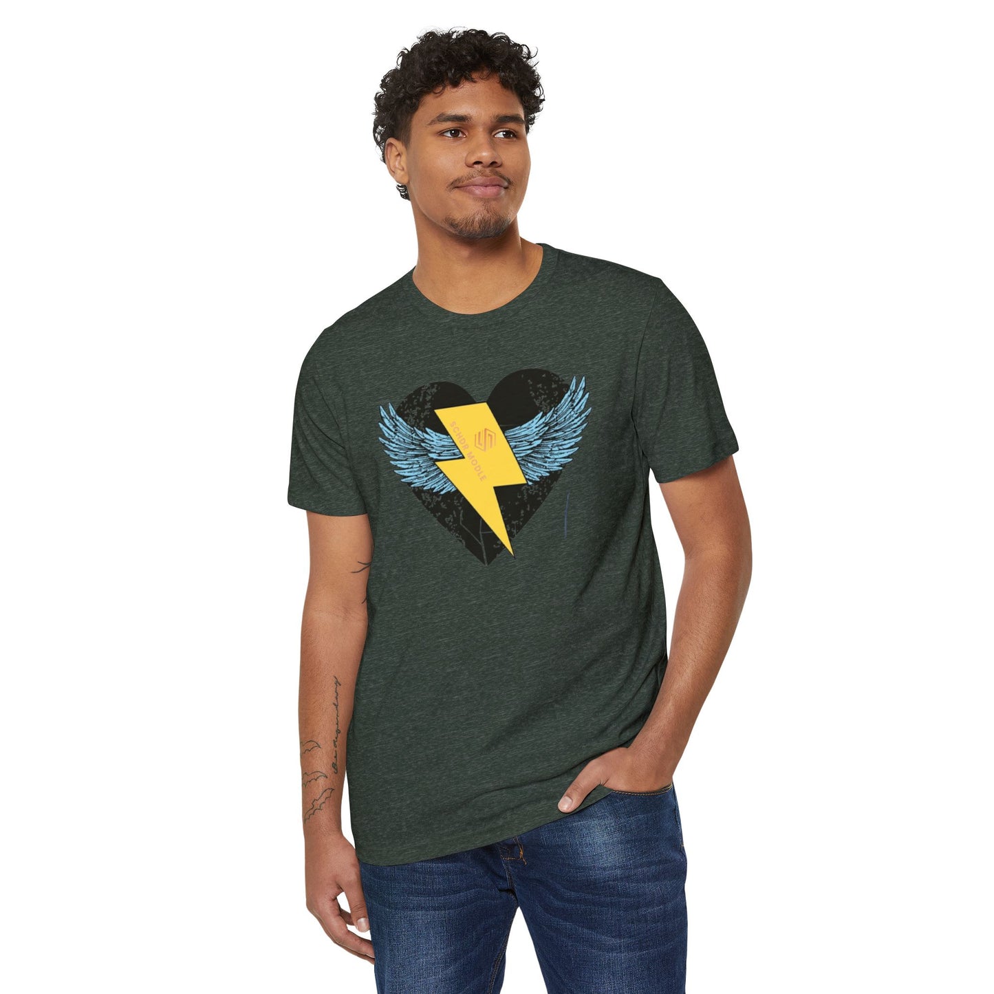 Heart with Wings Unisex Organic T-Shirt, Eco-Friendly Fashion, Gift for Nature Lovers, Valentine's Day, Everyday Wear, Casual Style