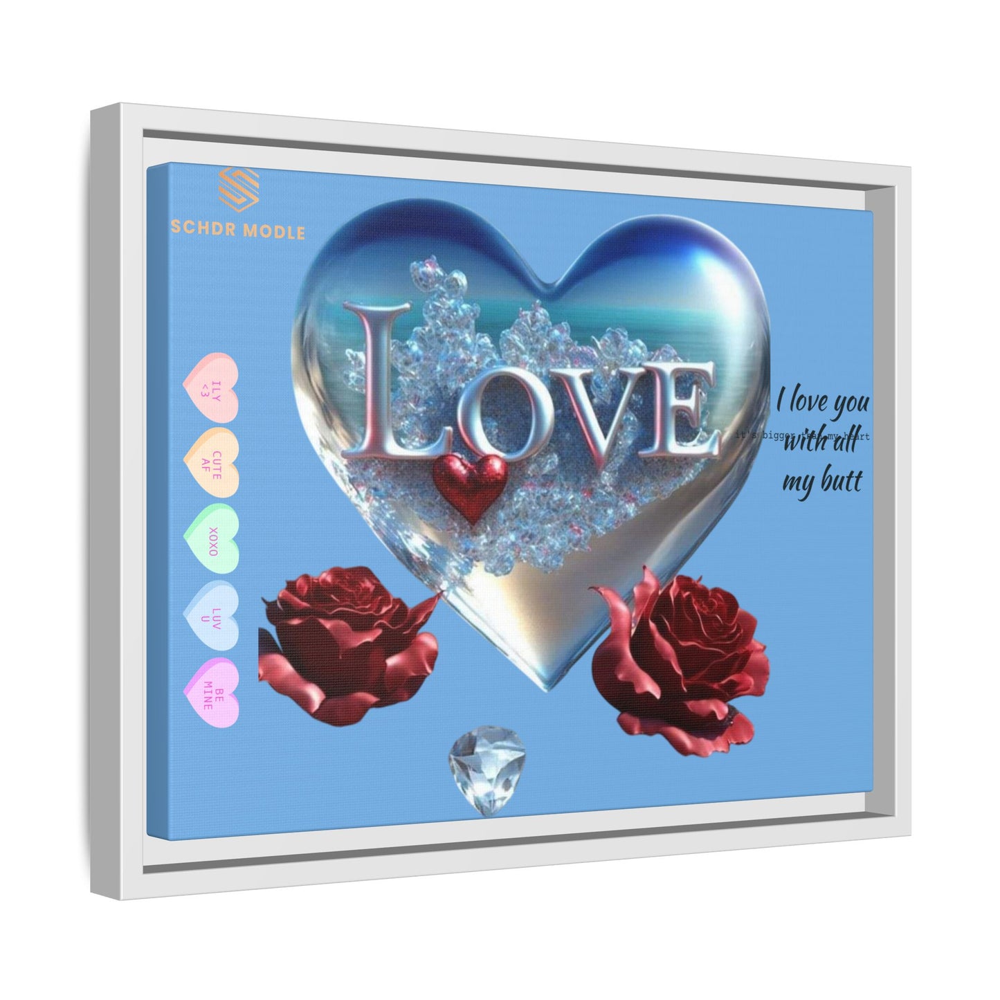 Framed Love Canvas Art - Heart & Flower Design - Perfect Gift for Valentine's Day