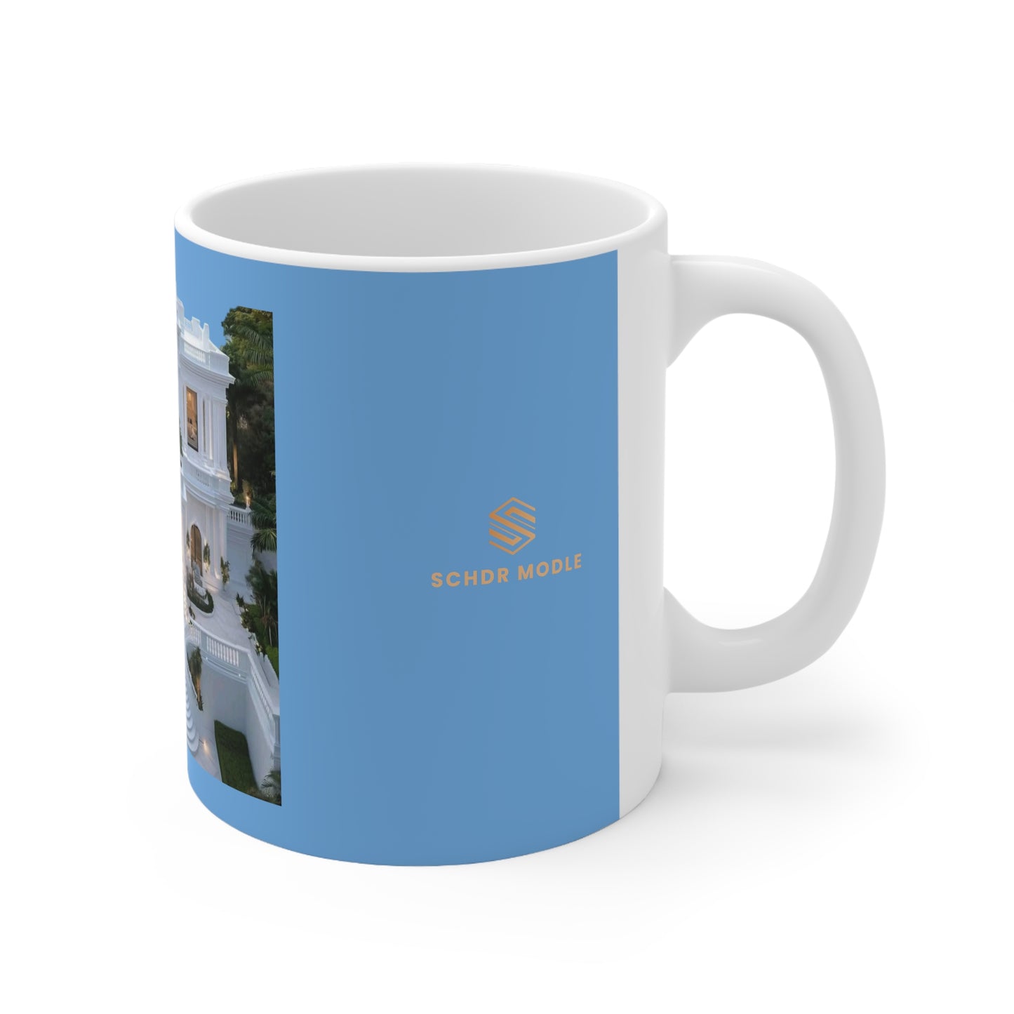 Luxury Ceramic Coffee Cup with Elegant Mansion Design - Perfect for Coffee Lovers