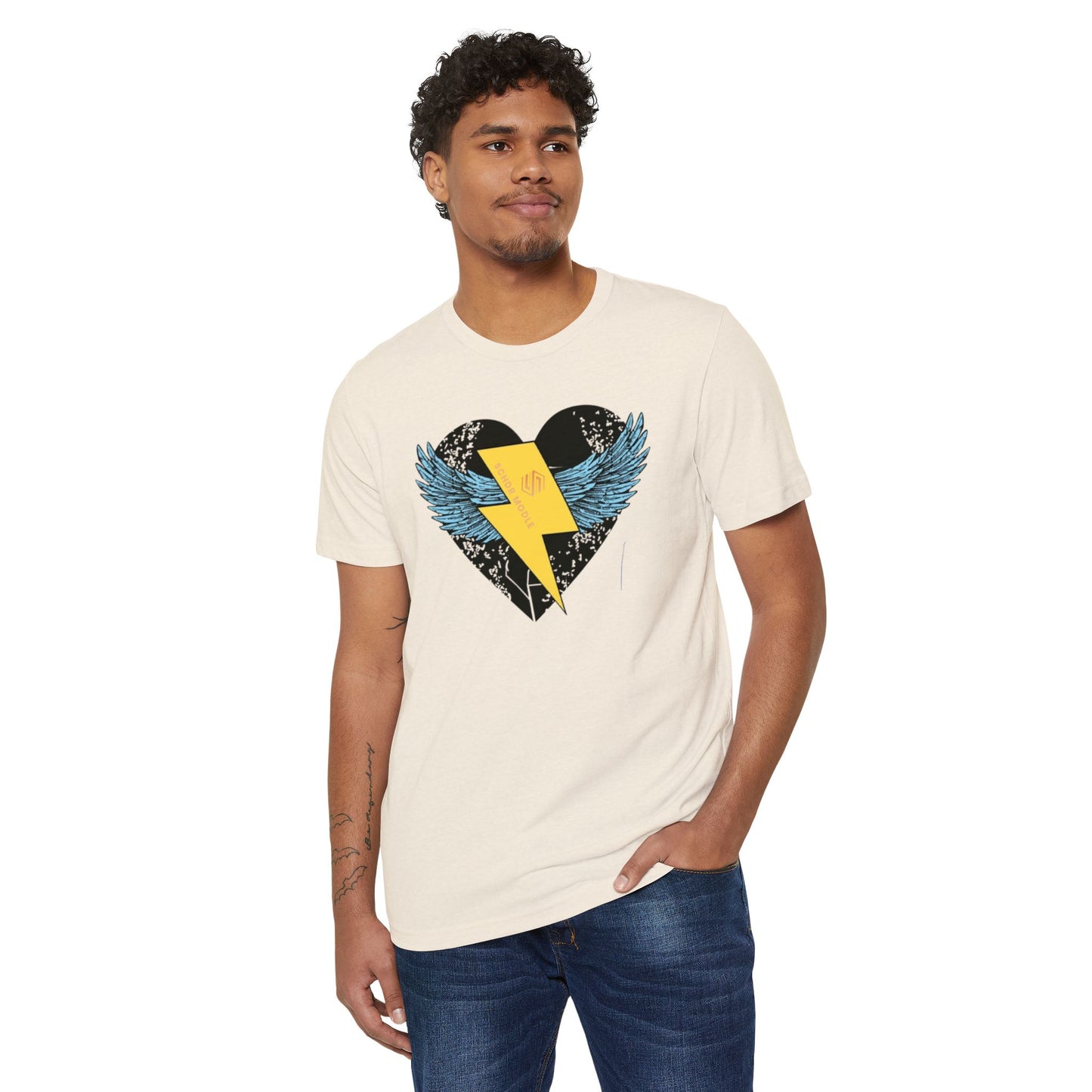 Heart with Wings Unisex Organic T-Shirt, Eco-Friendly Fashion, Gift for Nature Lovers, Valentine's Day, Everyday Wear, Casual Style