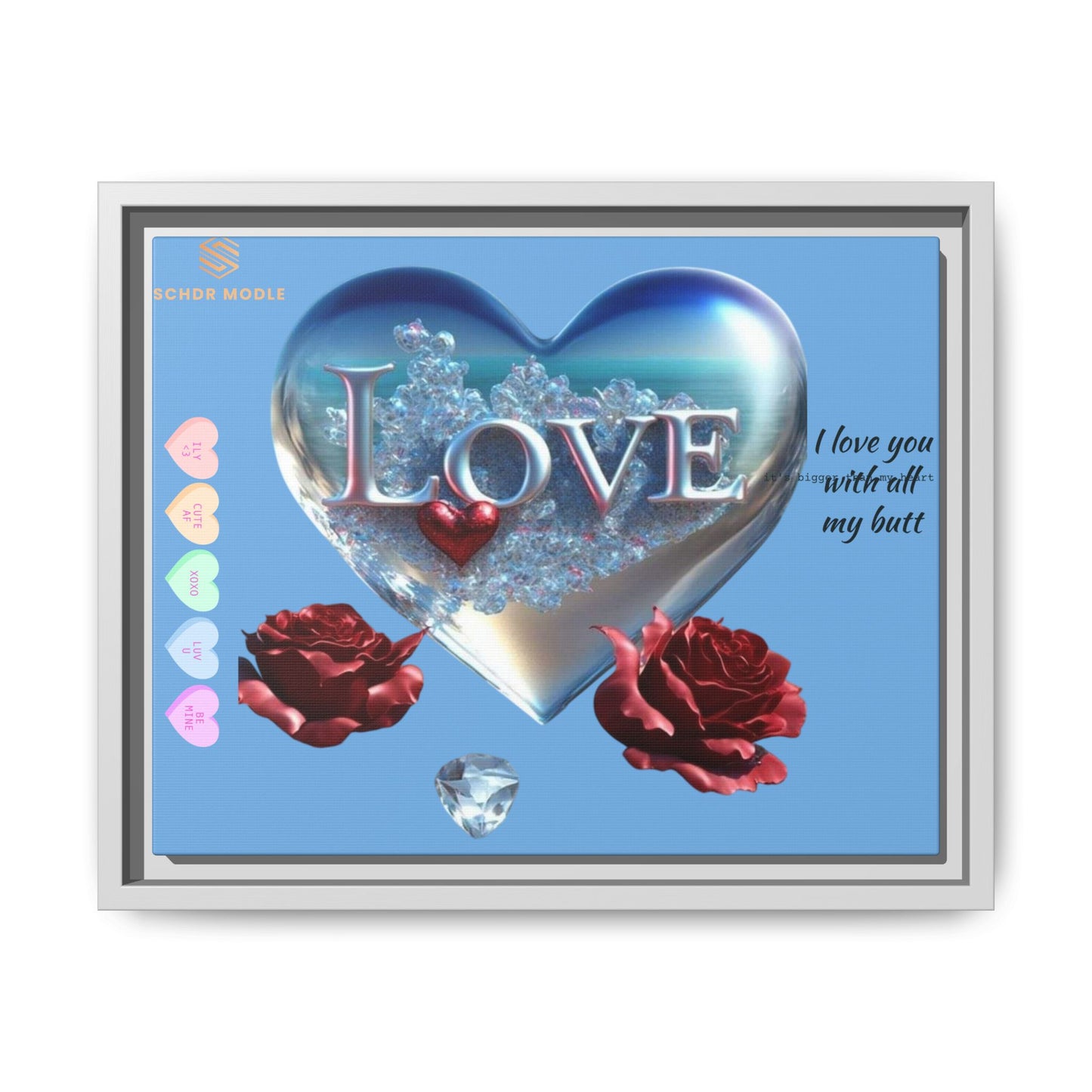 Framed Love Canvas Art - Heart & Flower Design - Perfect Gift for Valentine's Day