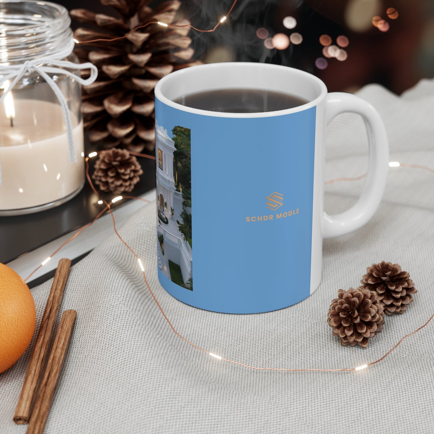 Luxury Ceramic Coffee Cup with Elegant Mansion Design - Perfect for Coffee Lovers
