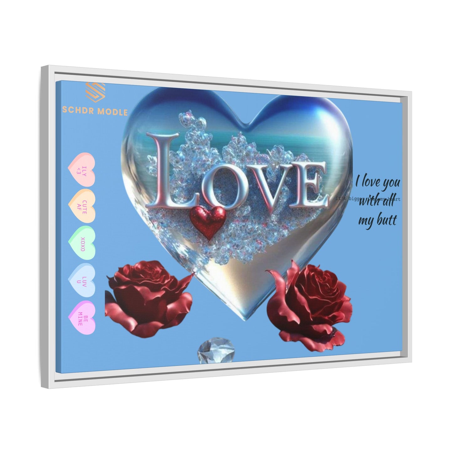 Framed Love Canvas Art - Heart & Flower Design - Perfect Gift for Valentine's Day