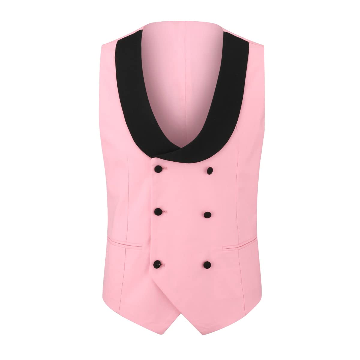 YFFUSHI Men's 3 Piece Suit Slim Fit One Button Prom Suits Set Blazer Vest Trousers Pink