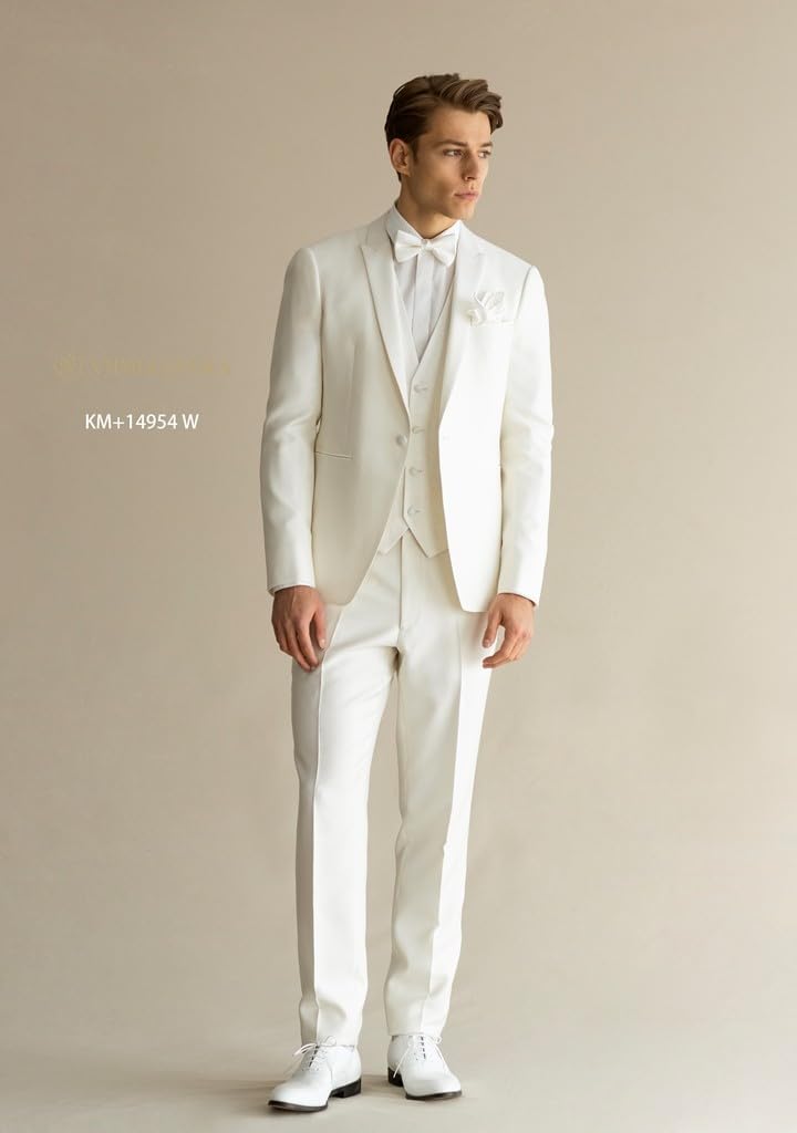 HUUTOE White Suits for Men 3 Piece White Suit Slim Fit Mens Prom Suits for Stretch Groomsmen Wedding Tuxedo for Men Groom 2025 Traje para Hombre 44 XL
