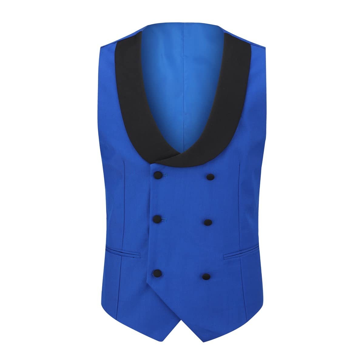 YFFUSHI Men's 3 Piece Suit Slim Fit One Button Prom Suits Set Blazer Vest Trousers Blue
