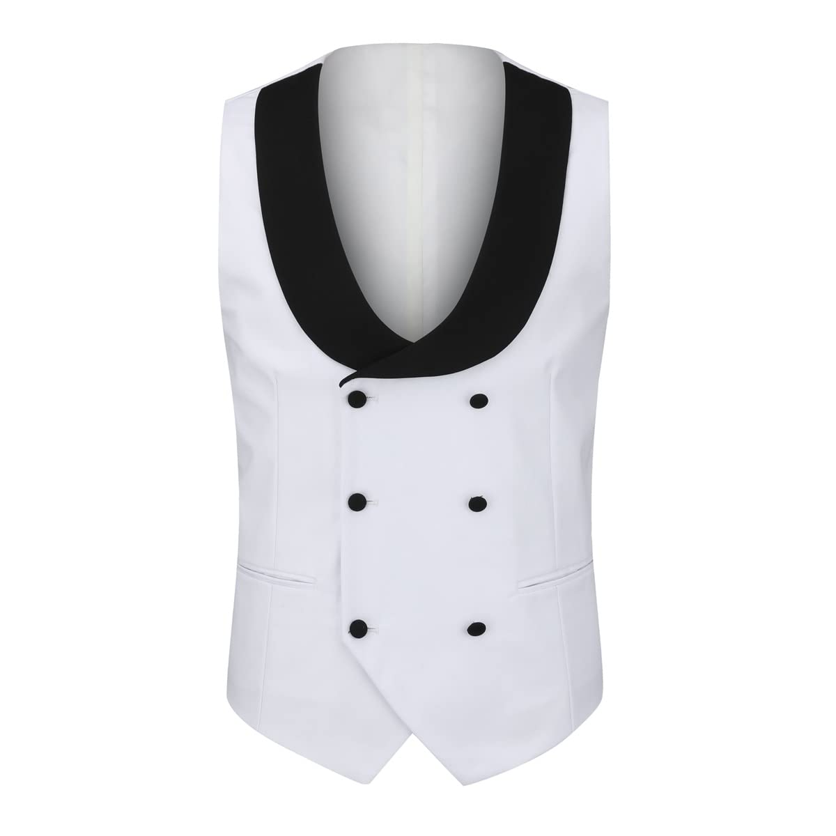 YFFUSHI Men's 3 Piece Suit Slim Fit One Button Prom Suits Set Blazer Vest Trousers White