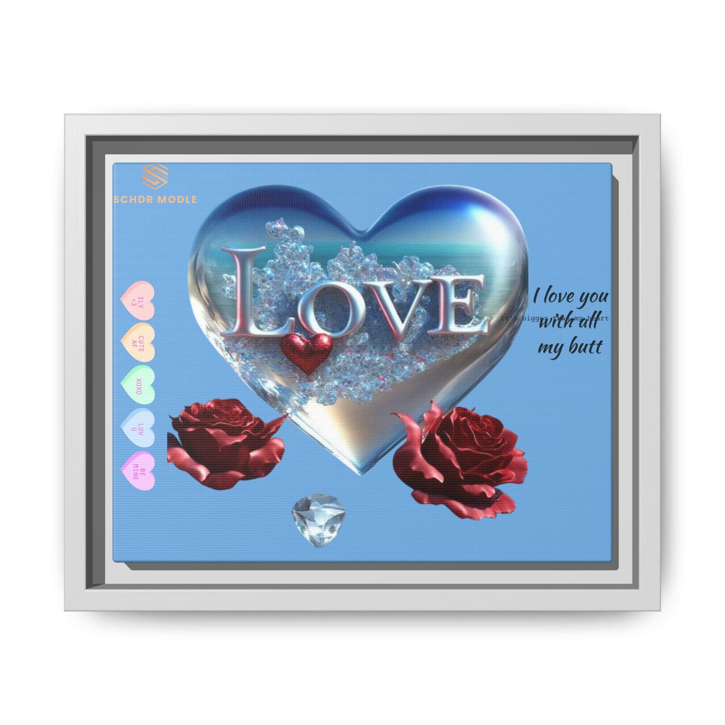 Framed Love Canvas Art - Heart & Flower Design - Perfect Gift for Valentine's Day