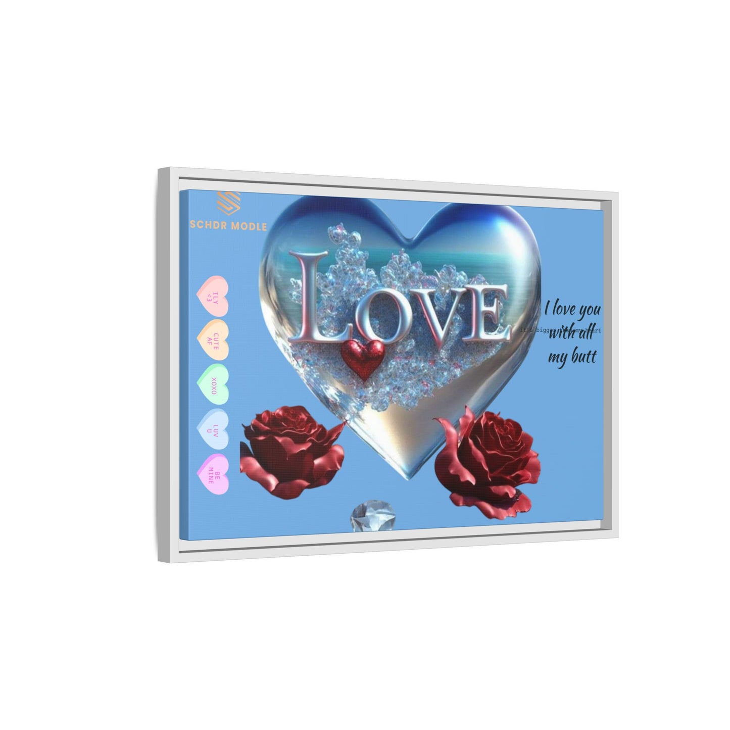 Framed Love Canvas Art - Heart & Flower Design - Perfect Gift for Valentine's Day