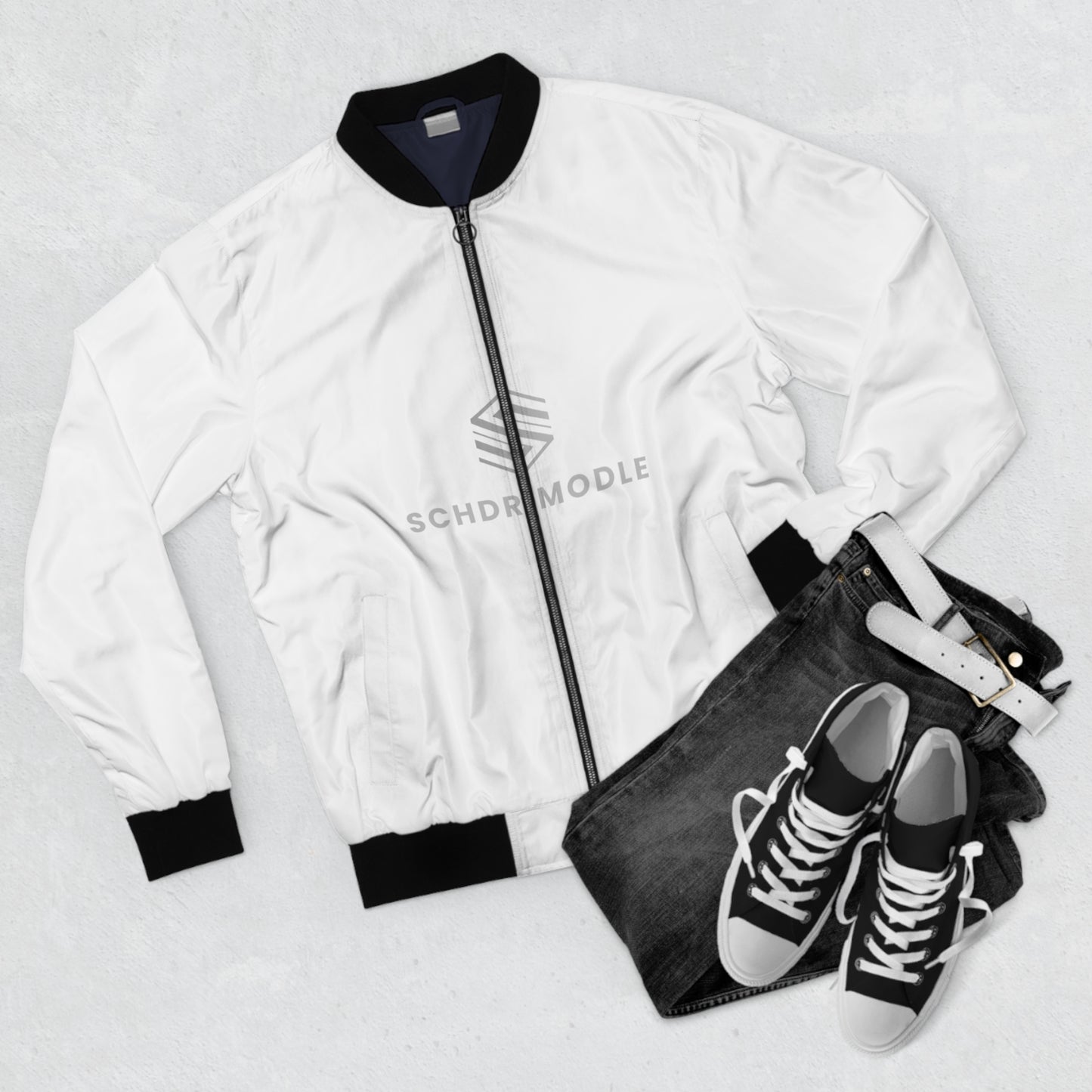 Sleek Men's Bomber Jacket with SCHDR MODEL Design