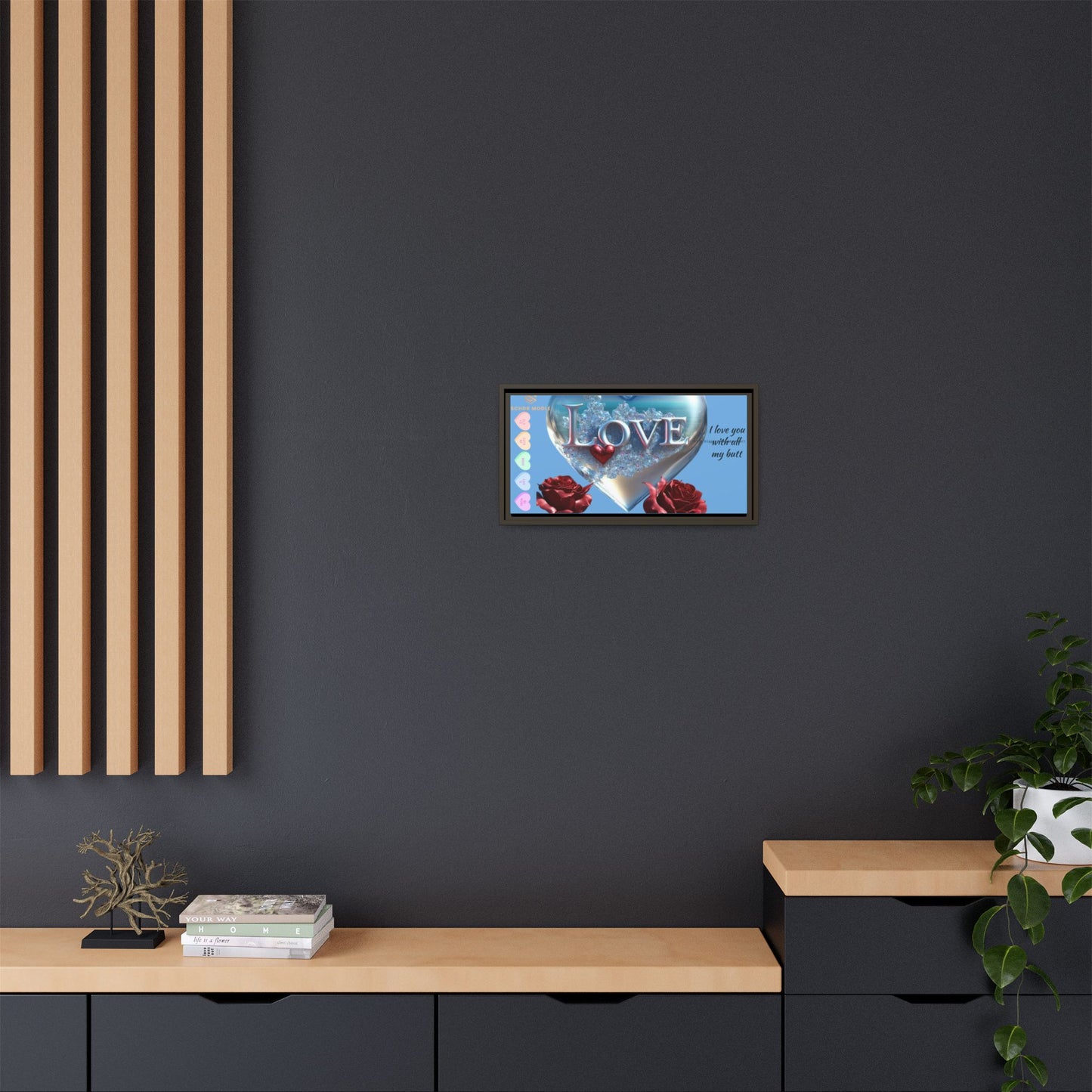 Framed Love Canvas Art - Heart & Flower Design - Perfect Gift for Valentine's Day