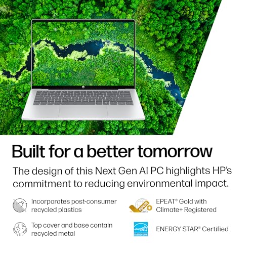 HP OmniBook 5 14 inch Next Gen AI PC, OLED Display, Snapdragon X Plus X1P-42-100, 16 GB RAM, 1 TB SSD, Qualcomm Adreno GPU, Windows 11 Home, Copilot+ PC, Glacier Silver, 14-he0099nr