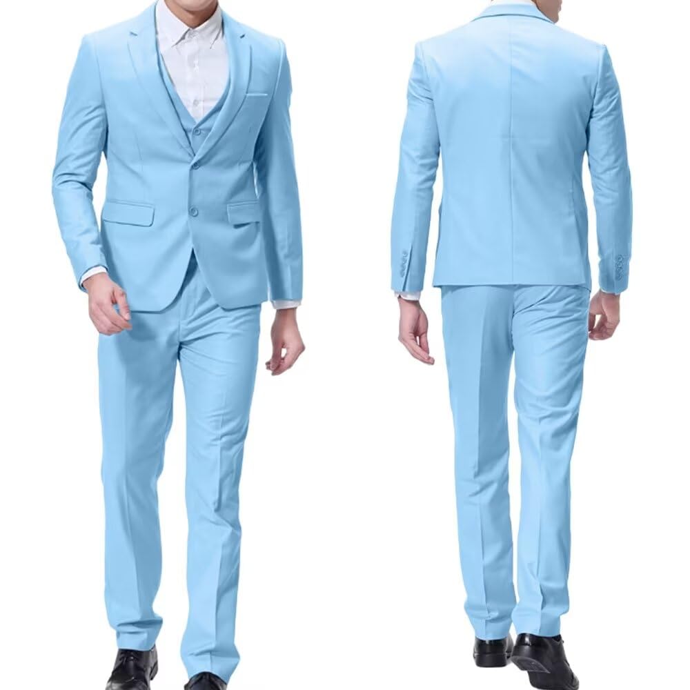 Mens 3 Pieces Classic Suit Wedding Blazer Grooms Jackets Vests Pants Suits Xs