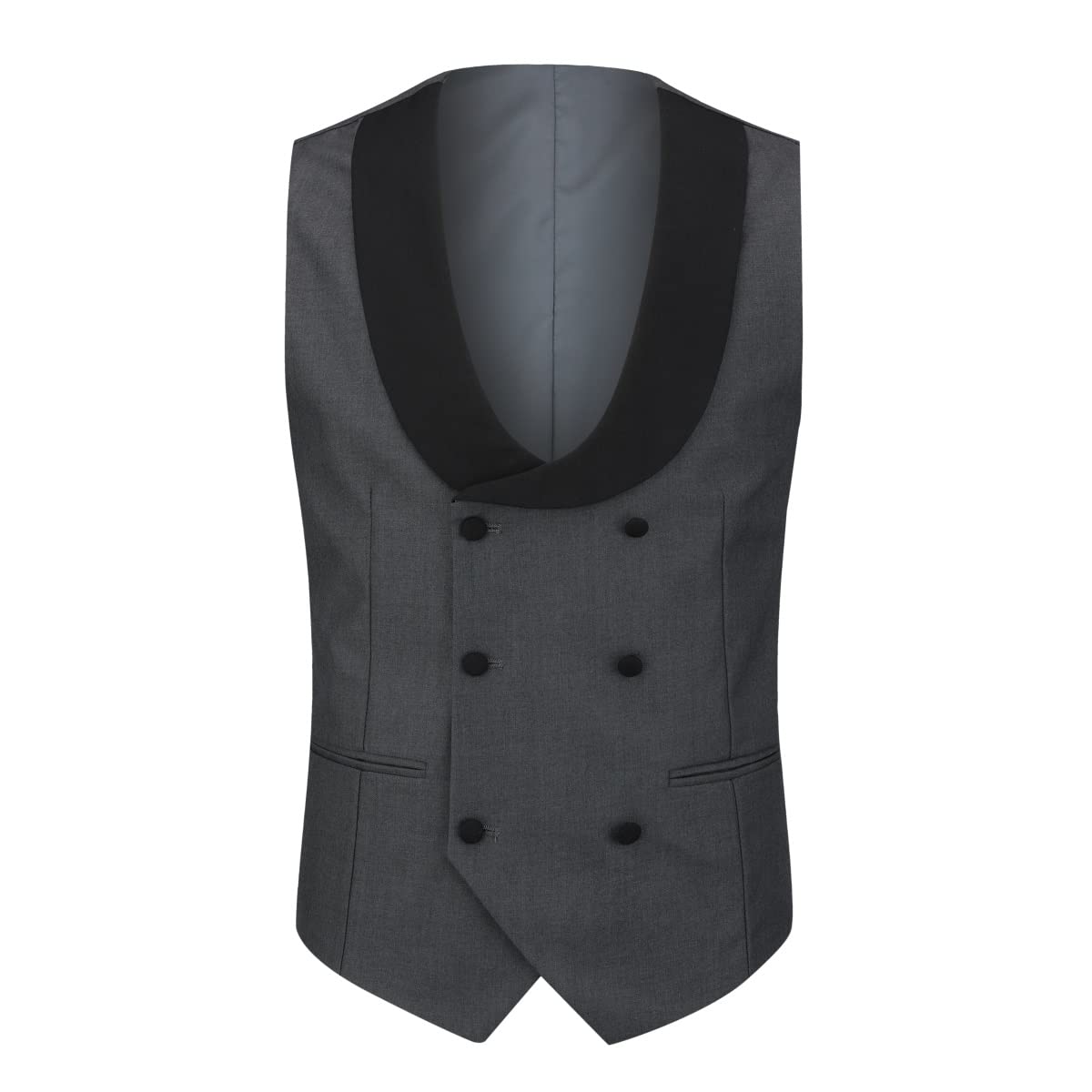 YFFUSHI Men's 3 Piece Suit Slim Fit One Button Prom Suits Set Blazer Vest Trousers Grey
