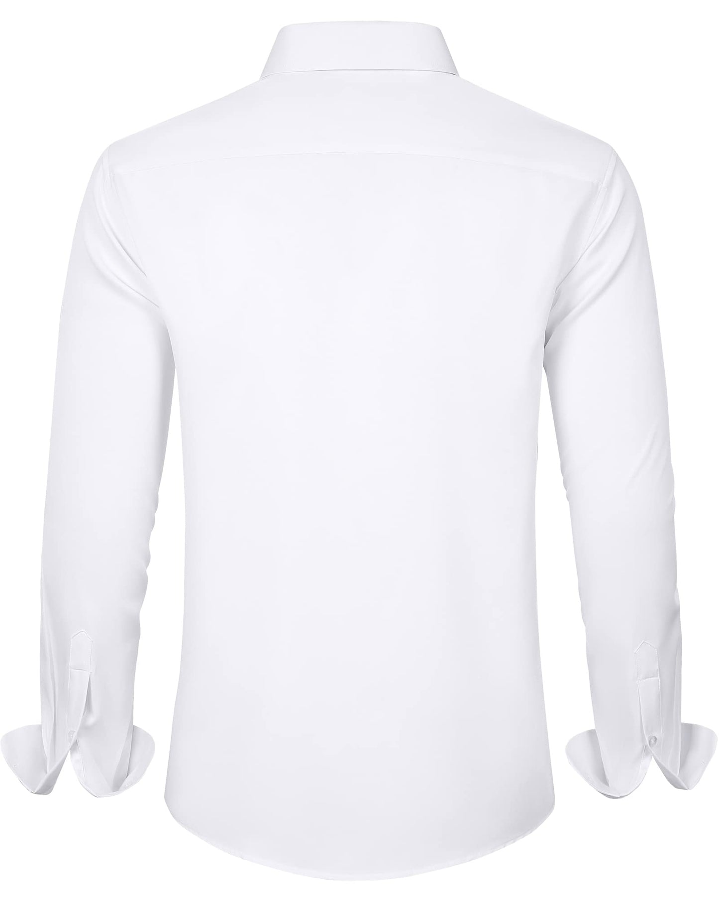 J.VER Men's Dress Shirts Solid Long Sleeve Stretch Wrinkle-Free Formal Shirt Business Casual Button Down Shirts White Small