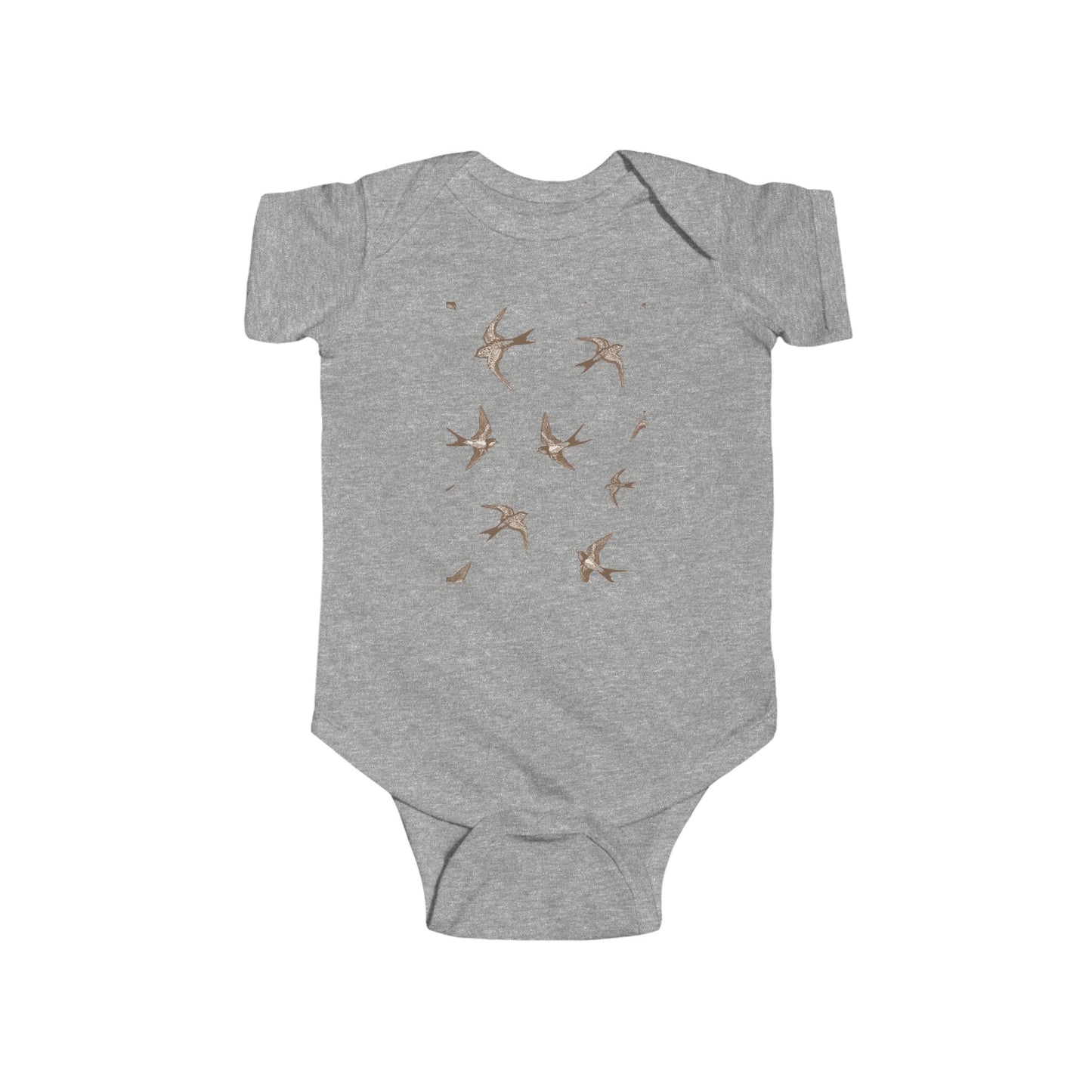 Organic Baby Bodysuit with Vintage Bird Design