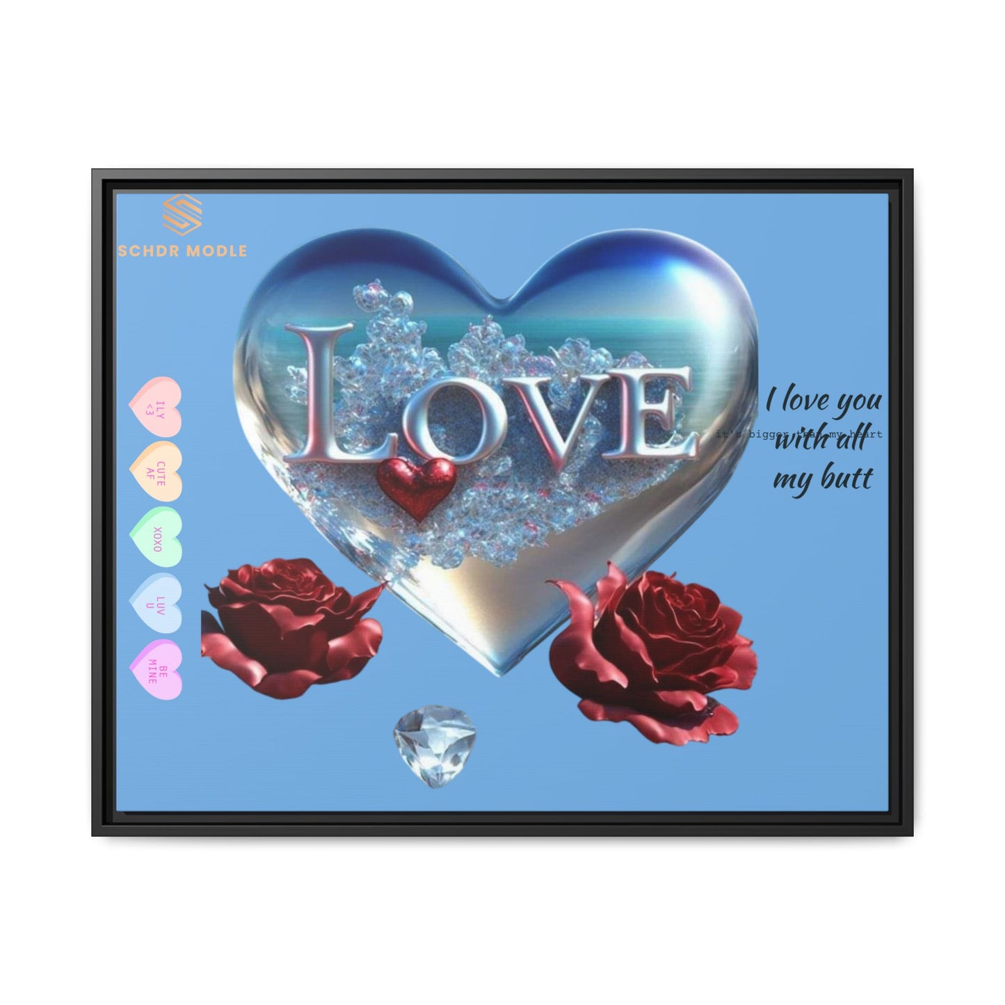 Framed Love Canvas Art - Heart & Flower Design - Perfect Gift for Valentine's Day