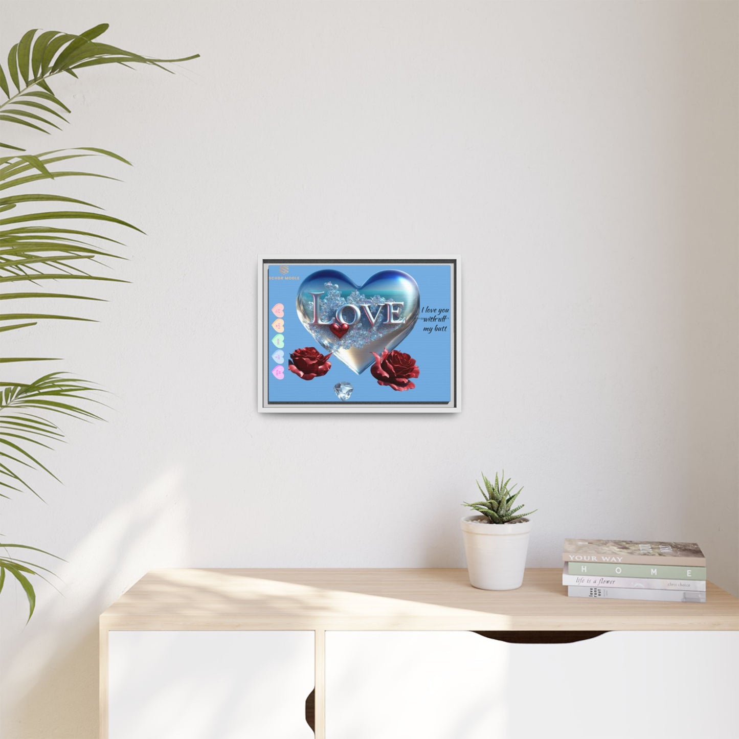 Framed Love Canvas Art - Heart & Flower Design - Perfect Gift for Valentine's Day