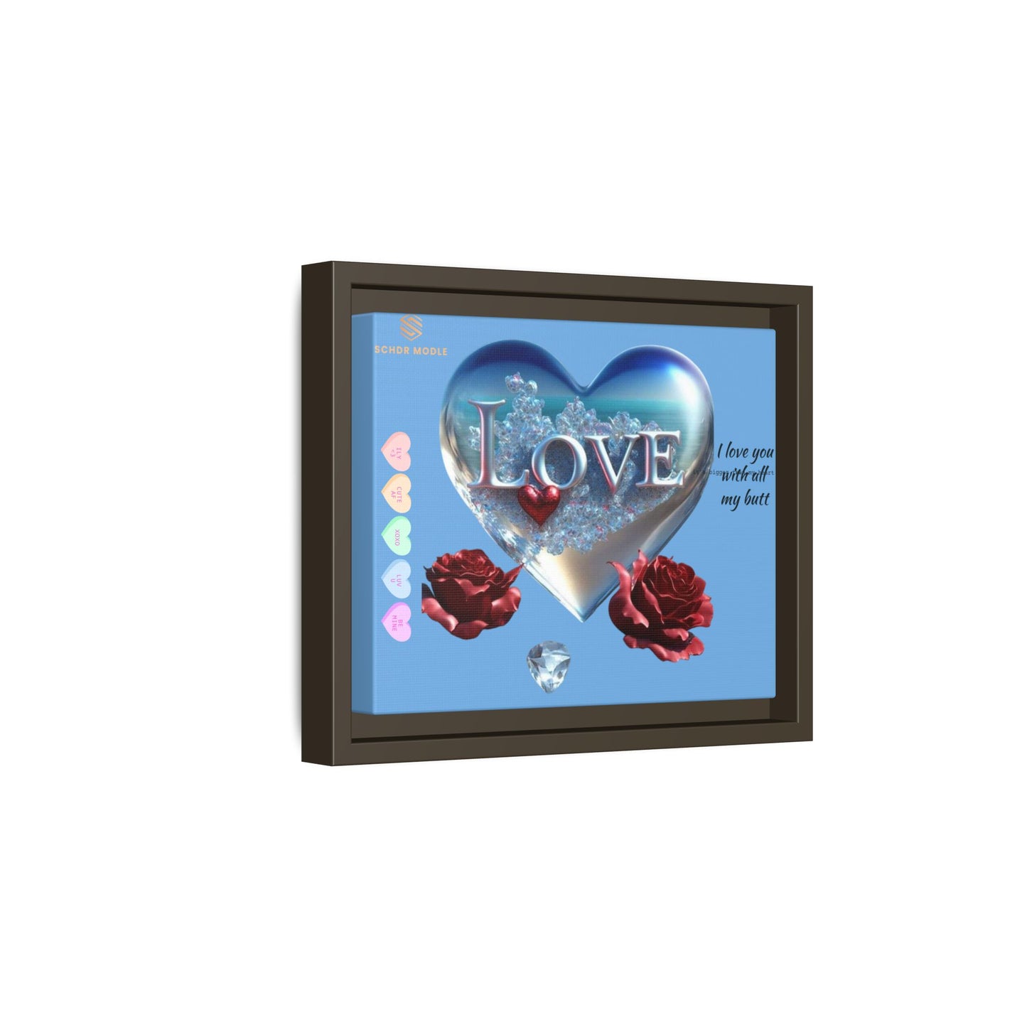 Framed Love Canvas Art - Heart & Flower Design - Perfect Gift for Valentine's Day