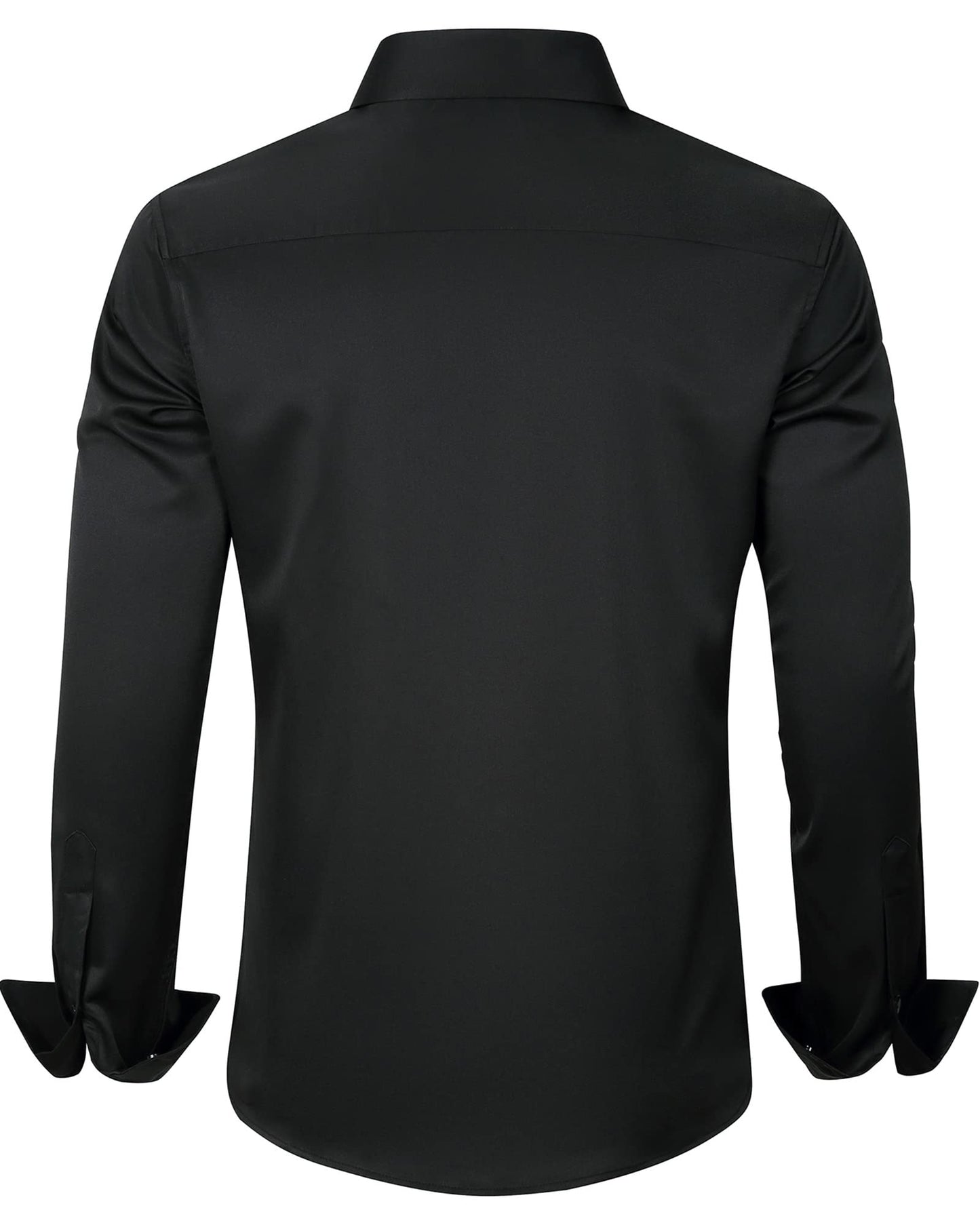 J.VER Men's Dress Shirts Solid Long Sleeve Stretch Wrinkle-Free Formal Shirt Business Casual Button Down Shirts Black Medium