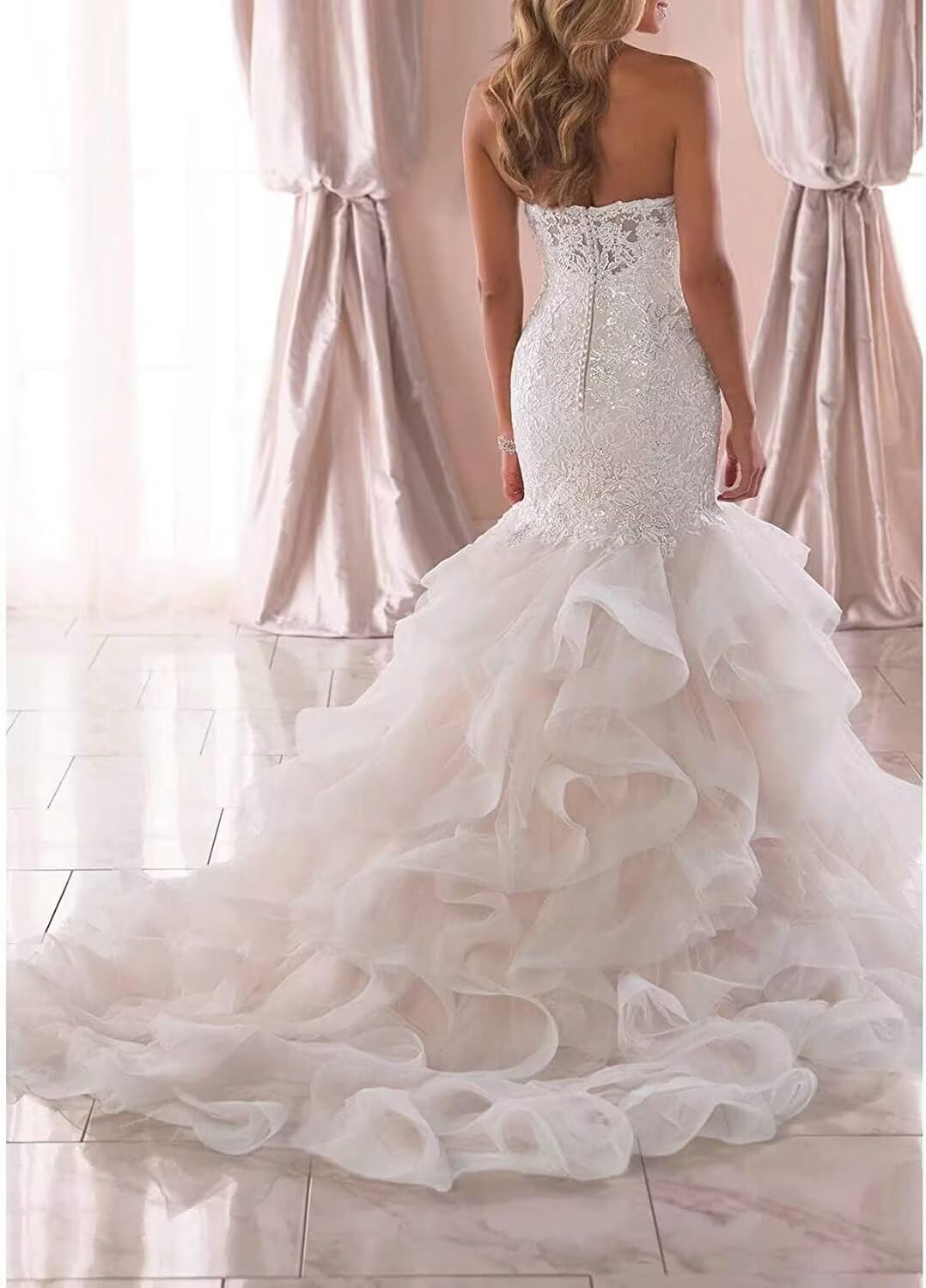 Sweetheart Mermaid Wedding Dresses for Bride Ball Gowns Princess Bridal Dress for Prom 2025 White US20Plus