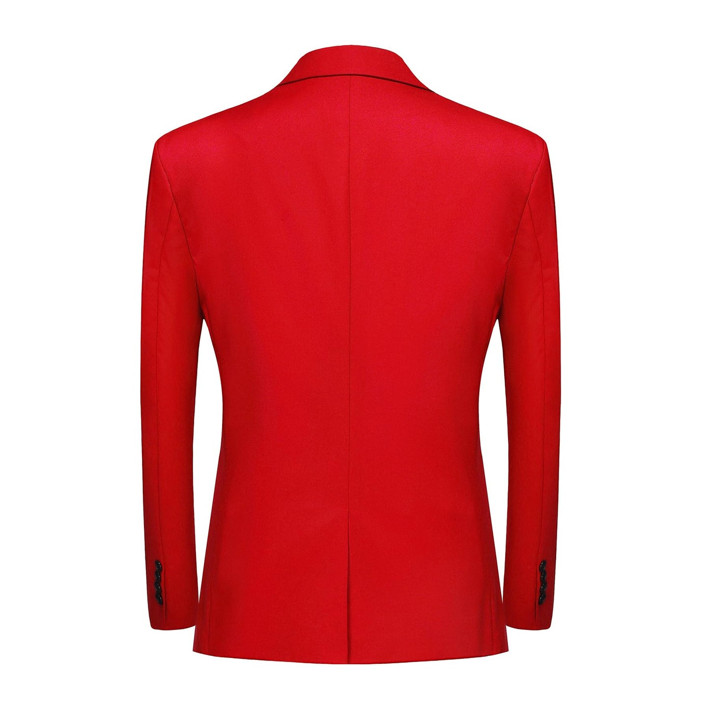 YFFUSHI Men's 3 Piece Suit Slim Fit Notched Lapel One Button Solid Jacket Vest Pants Red XS