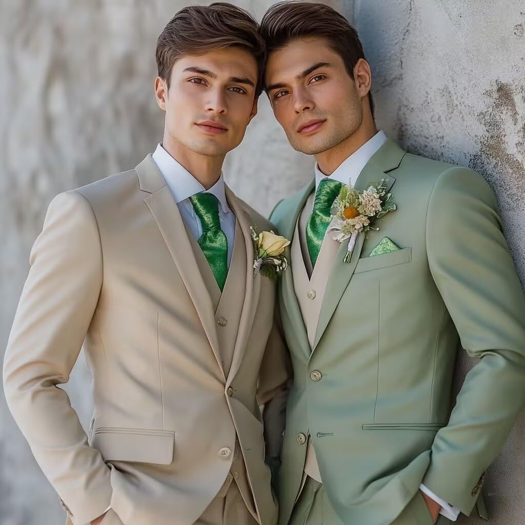 HUUTOE White Suits for Men 3 Piece White Suit Slim Fit Mens Prom Suits for Stretch Groomsmen Wedding Tuxedo for Men Groom 2025 Traje para Hombre 44 XL