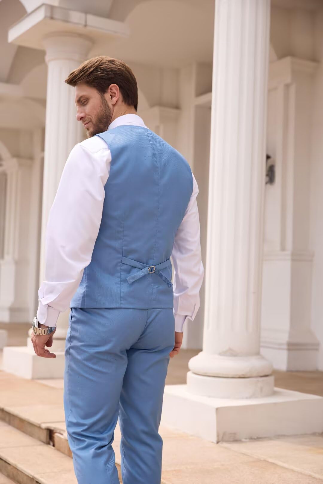HUUTOE White Suits for Men 3 Piece White Suit Slim Fit Mens Prom Suits for Stretch Groomsmen Wedding Tuxedo for Men Groom 2025 Traje para Hombre 44 XL
