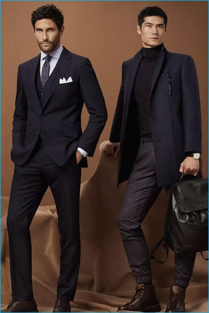 HUUTOE Black Suits for Men 3 Piece Black Suit Slim Fit Mens Prom Suits for Stretch Groomsmen Wedding Tuxedo for Men Groom 2025 Traje para Hombre 44 XL