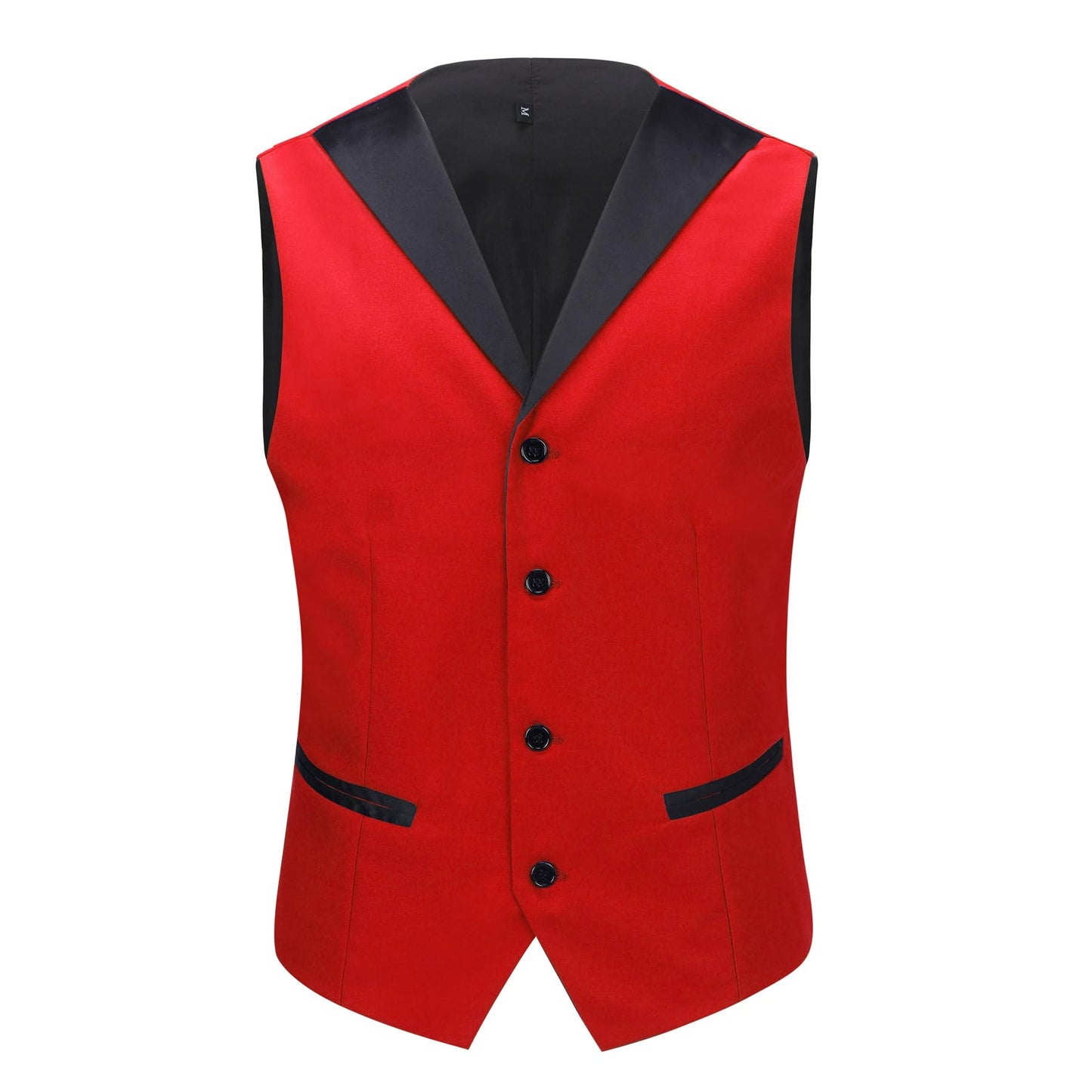 YFFUSHI Men's 3 Piece Suit Slim Fit Notched Lapel One Button Solid Jacket Vest Pants Red XS