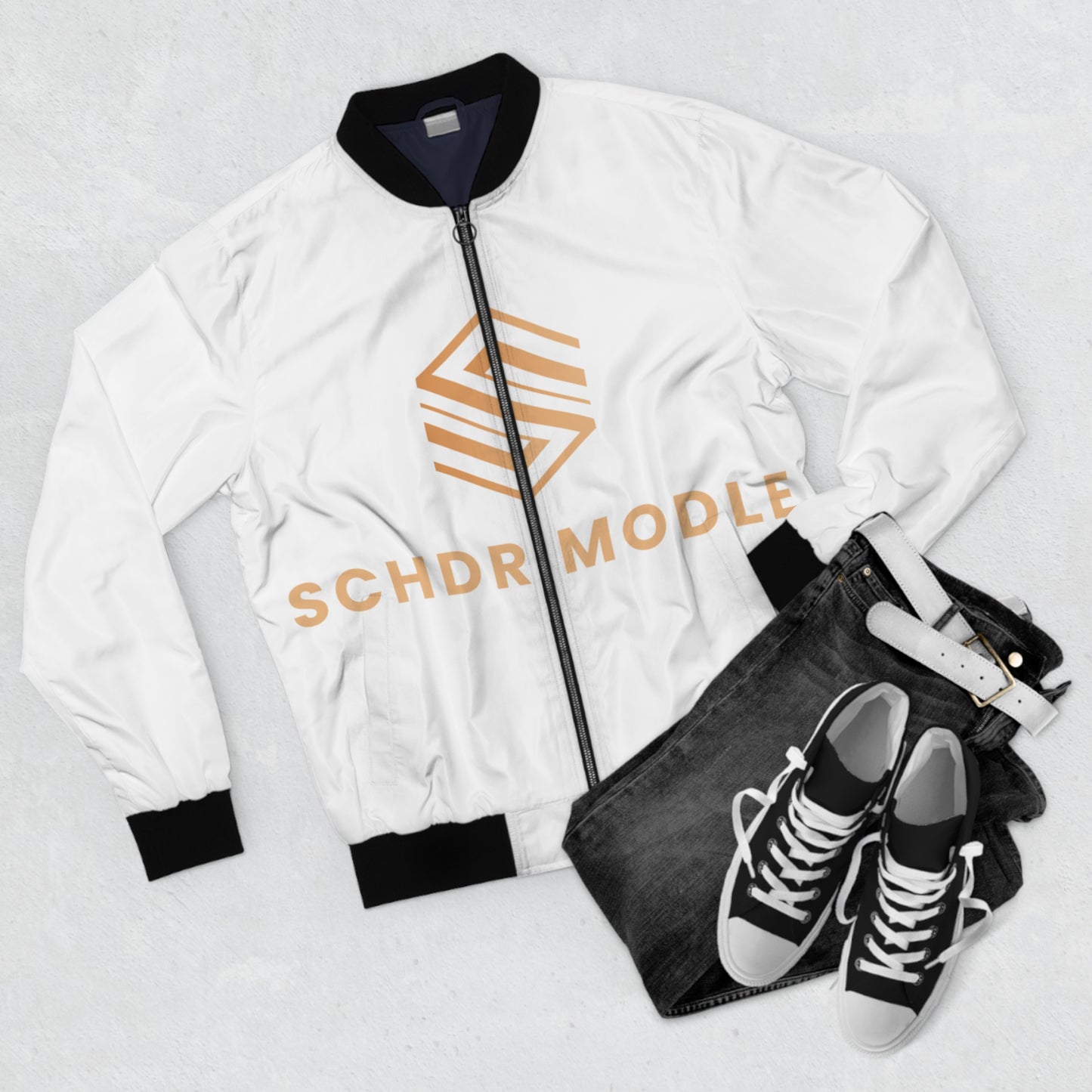 Sleek Men's Bomber Jacket with SCHDR Model Logo - Modern Streetwear Essential