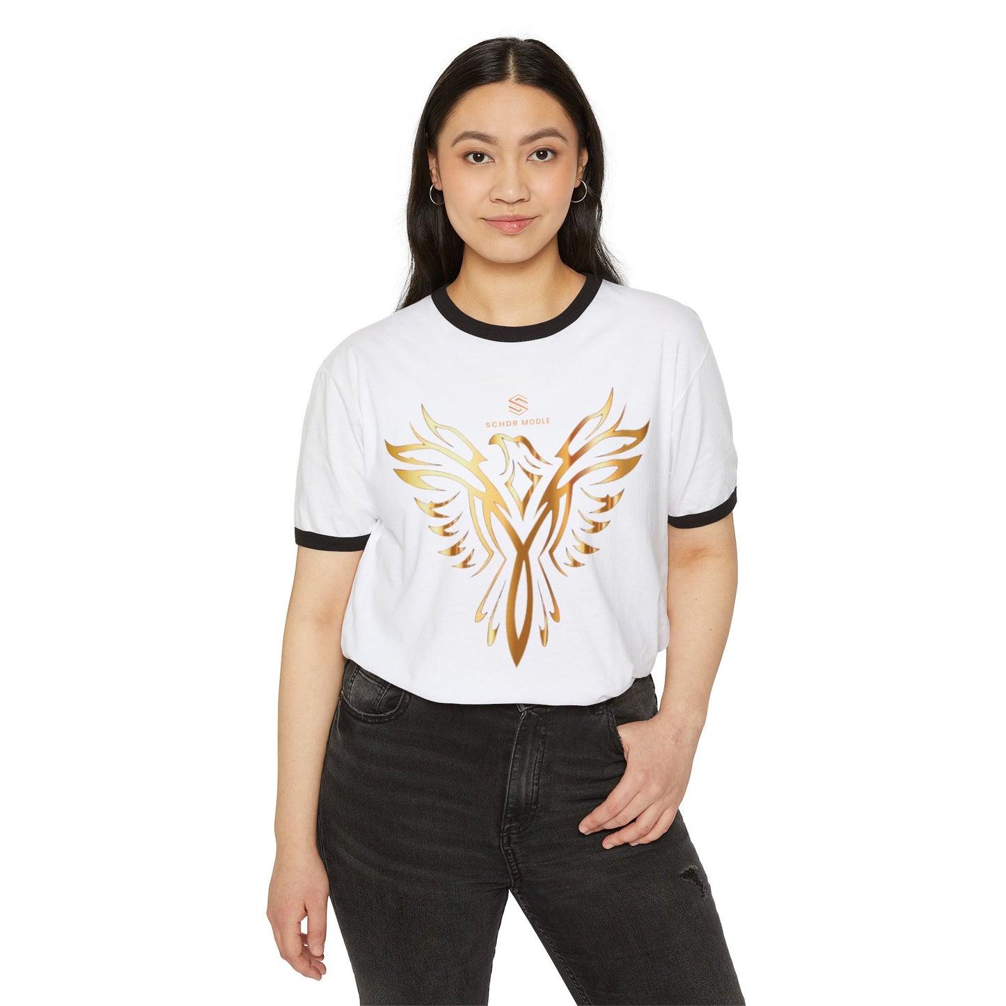Phoenix Graphic Unisex Cotton Ringer T-Shirt | Vintage Style Tee | Casual Wear | Gift for Mythology Lovers | Summer Fashion