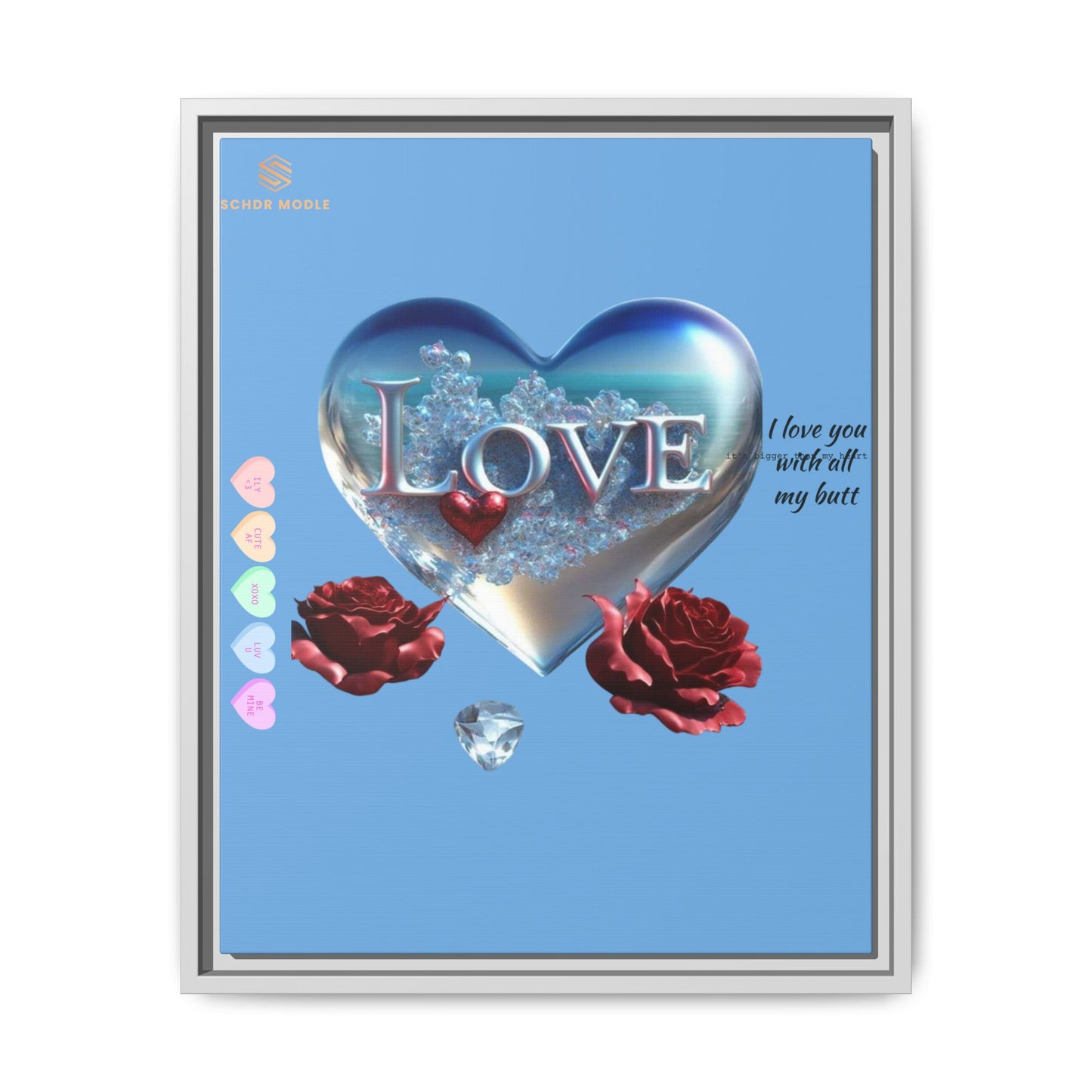 Framed Love Canvas Art - Heart & Flower Design - Perfect Gift for Valentine's Day