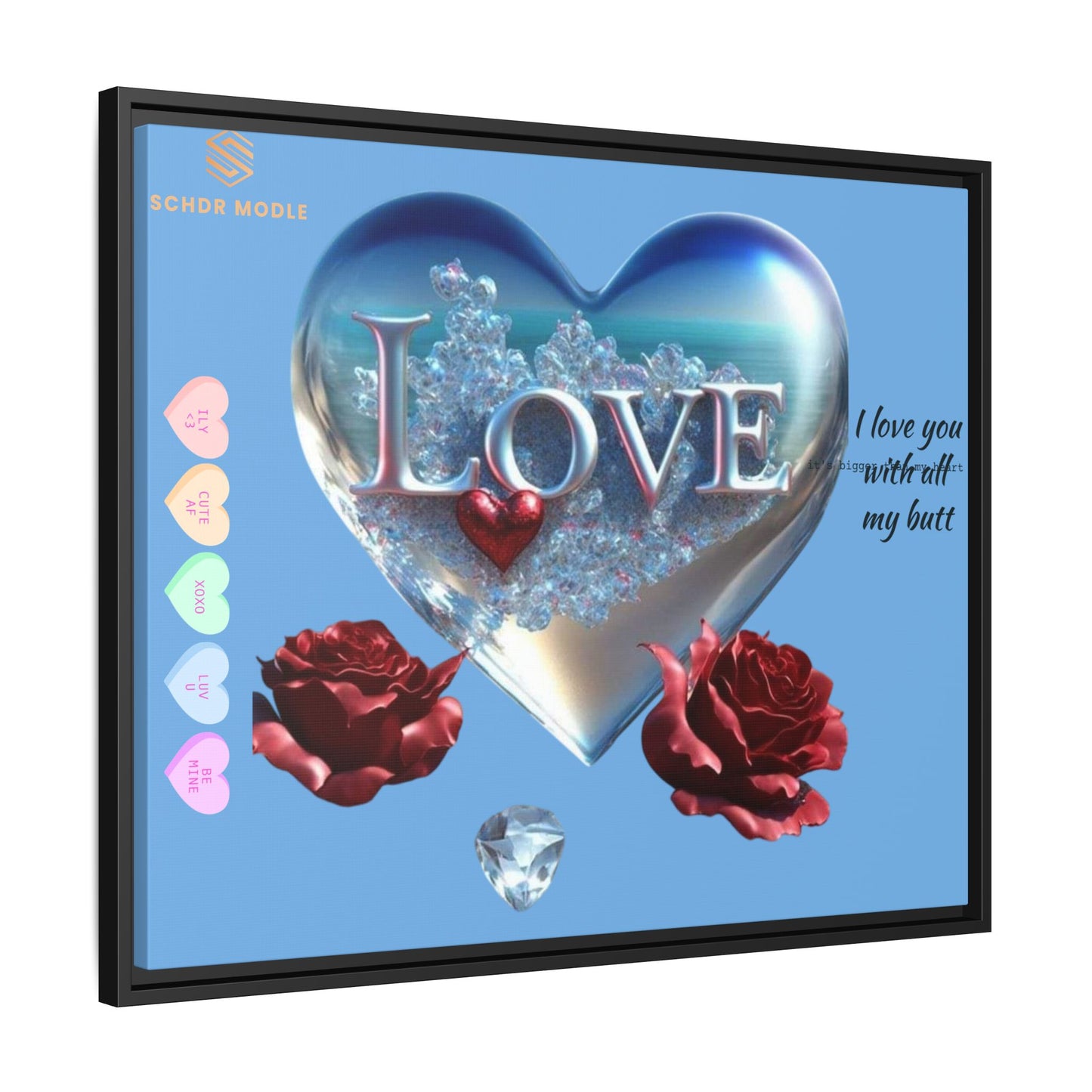 Framed Love Canvas Art - Heart & Flower Design - Perfect Gift for Valentine's Day