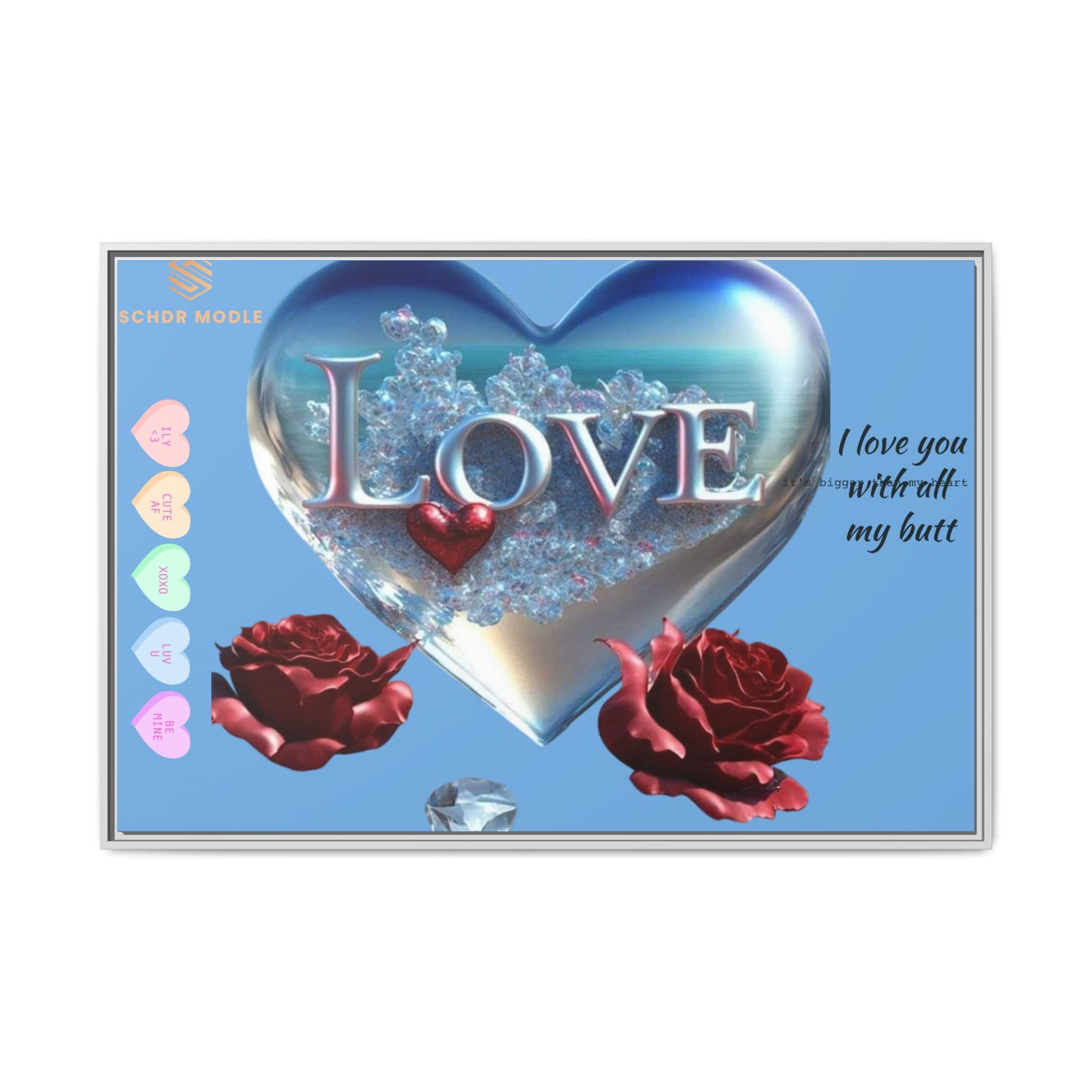 Framed Love Canvas Art - Heart & Flower Design - Perfect Gift for Valentine's Day