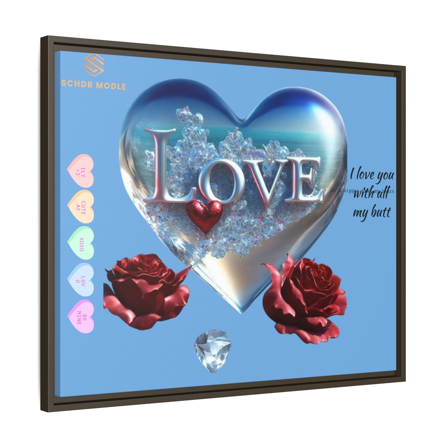 Framed Love Canvas Art - Heart & Flower Design - Perfect Gift for Valentine's Day