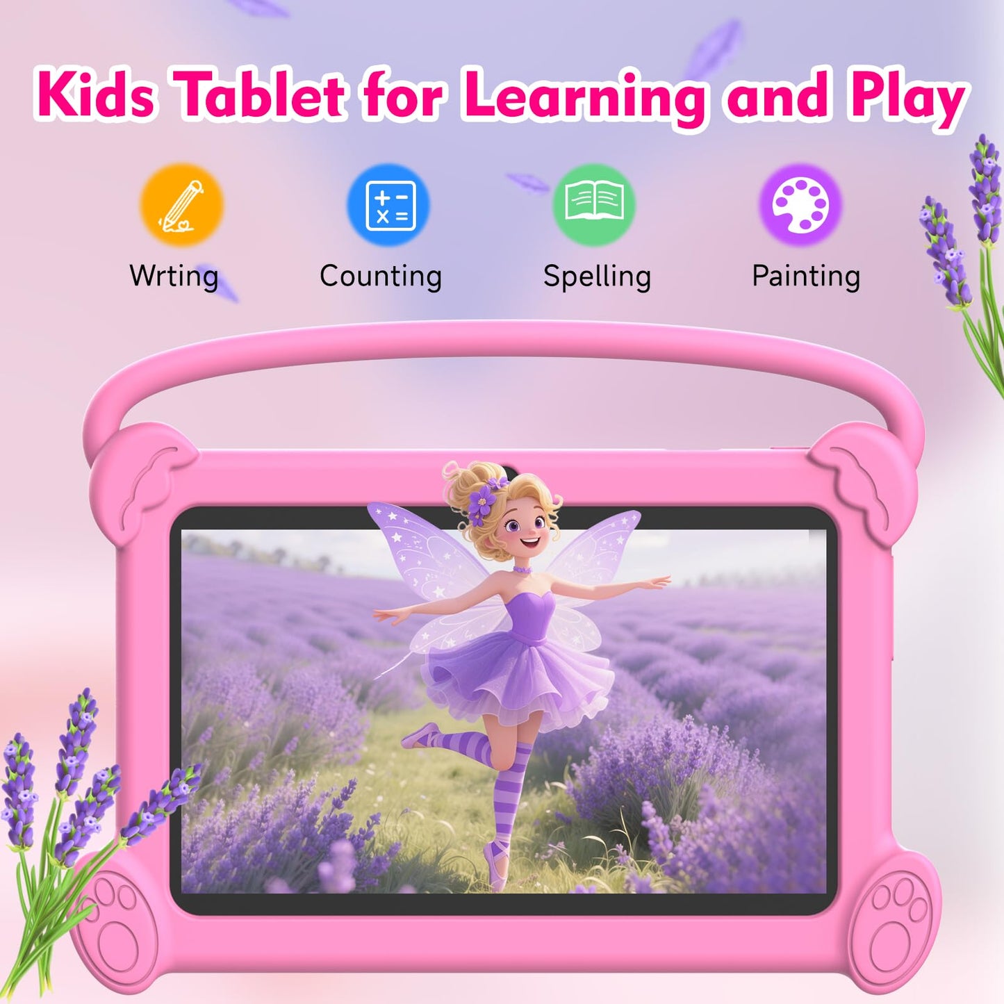 Kids Tablet 7 inch 3-9 for Kids,32GB ROM Toddler with Shockproof Case,Kids Android Software Installed Netflix,YoutTube, aiwawa Apps Parent Controls,Dual Camra, WiFi,FM, GPS (Pink)