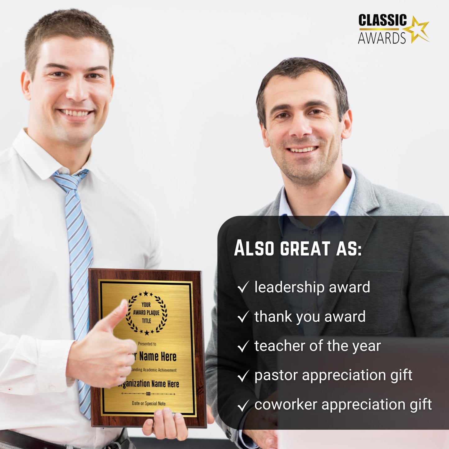 Custom Plaque - Add Title and Text - Award Plaque for Employee of the Month, Perfect as Retirement Plaque, Thank You, Service Recognition and Appreciation Gifts - Personalized Plaque for Men/Women (UV Print Gold/Black Plate on a 8" x 10" Walnut Plaque)