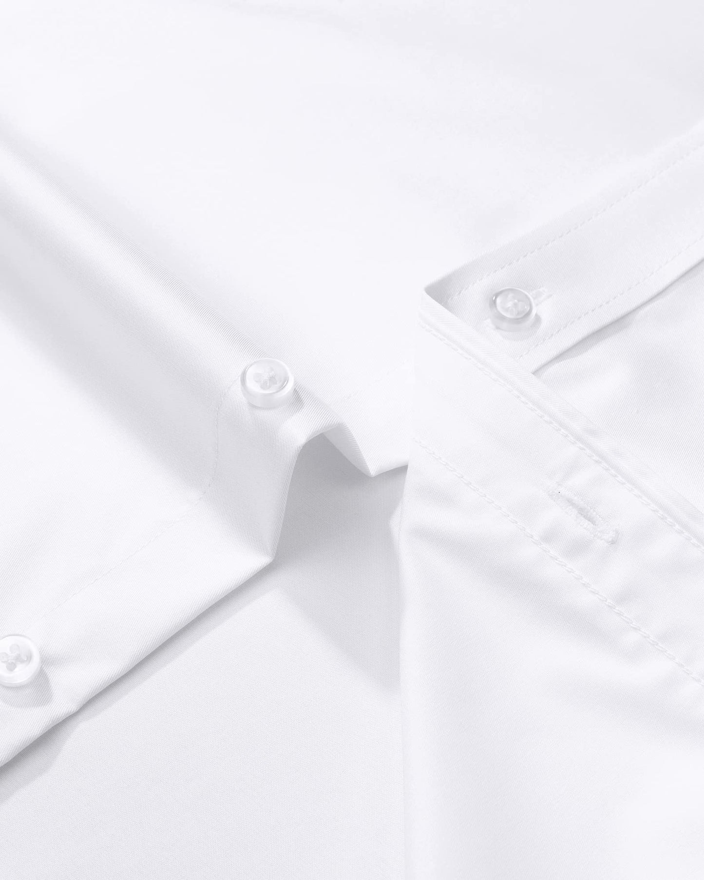 J.VER Men's Dress Shirts Solid Long Sleeve Stretch Wrinkle-Free Formal Shirt Business Casual Button Down Shirts White Small