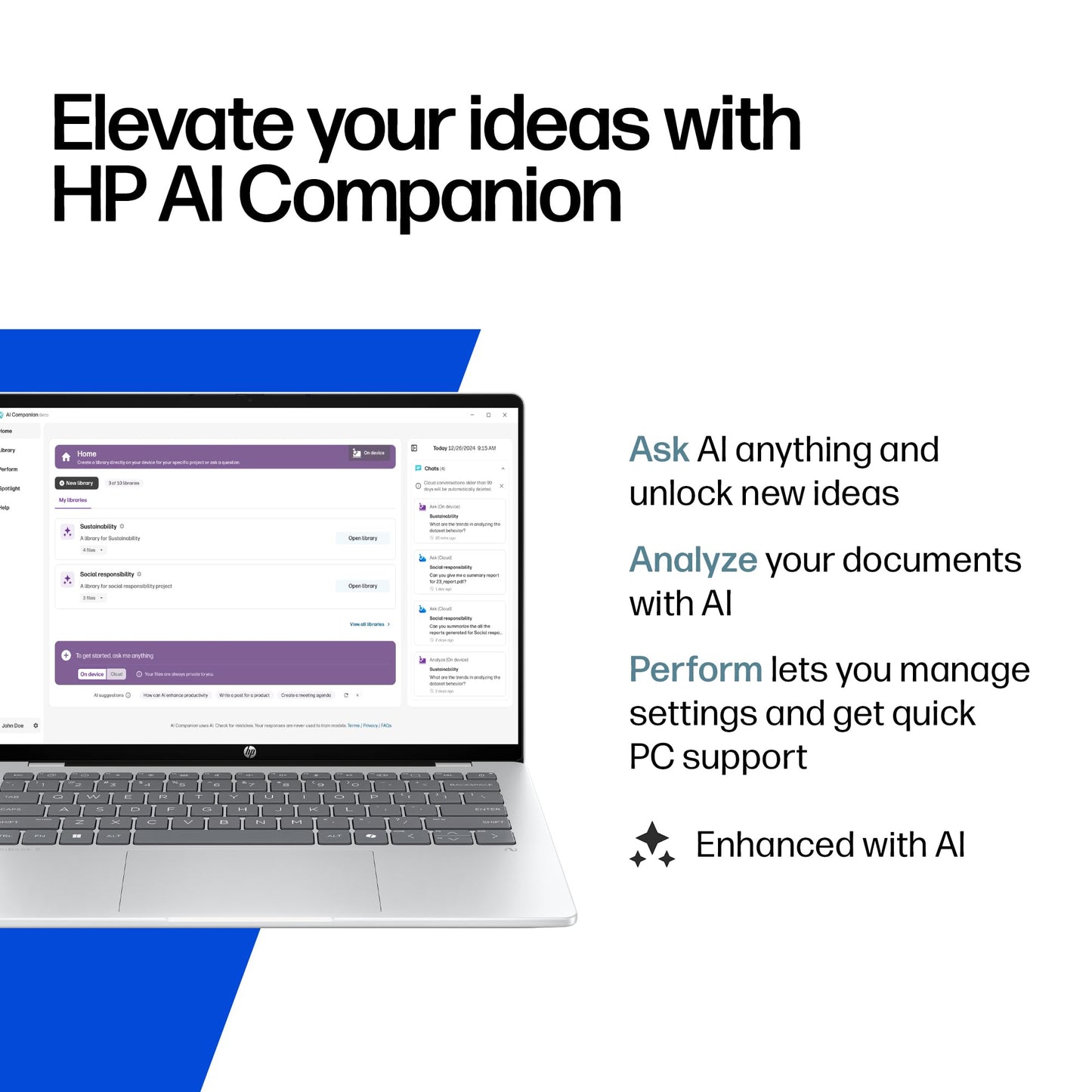 HP OmniBook 5 14 inch Next Gen AI PC, OLED Display, Snapdragon X Plus X1P-42-100, 16 GB RAM, 1 TB SSD, Qualcomm Adreno GPU, Windows 11 Home, Copilot+ PC, Glacier Silver, 14-he0099nr