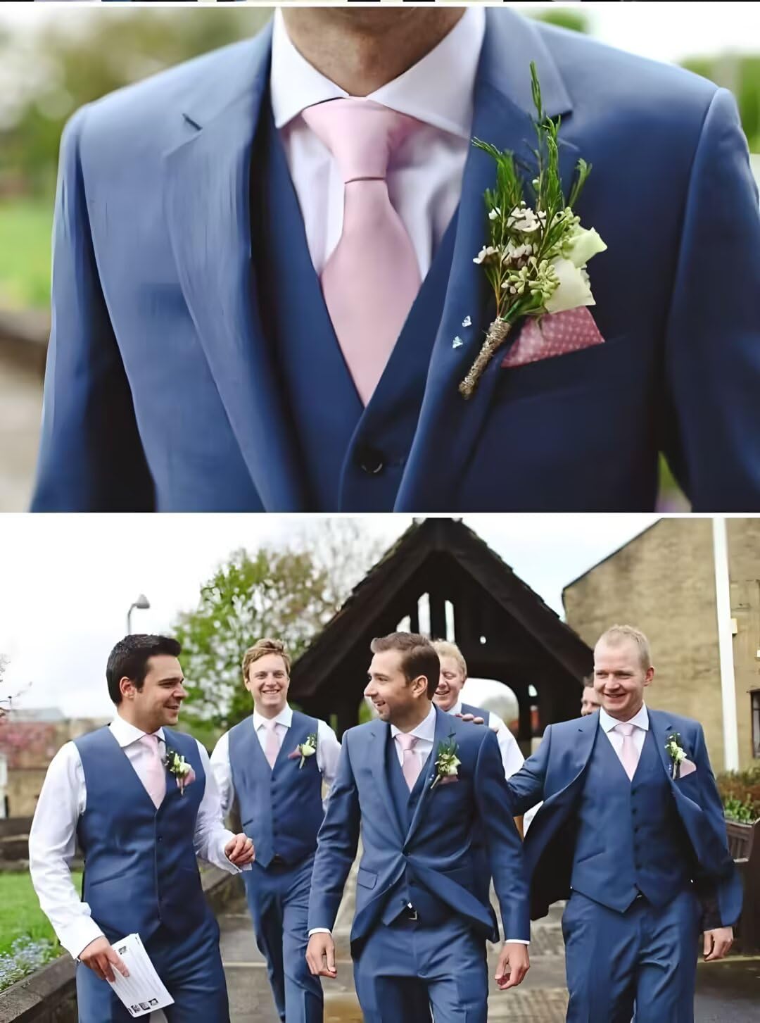 HUUTOE Coral Suits for Men 3 Piece Coral Suit Slim Fit Mens Prom Suits for Stretch Groomsmen Wedding Tuxedo for Men Groom 2025 Traje para Hombre 44 XL