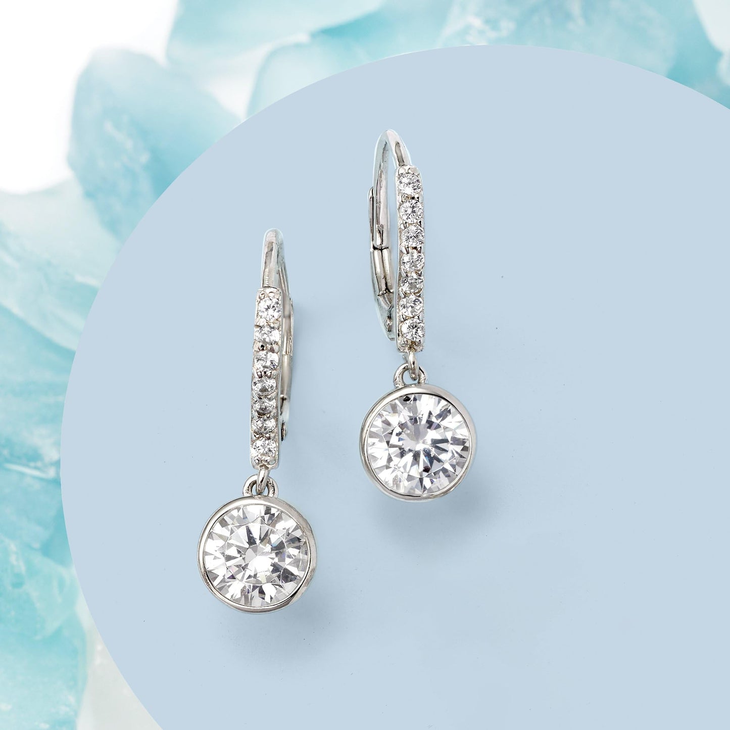Ross-Simons 2.40 ct. t.w. Bezel-Set CZ Drop Earrings in Sterling Silver