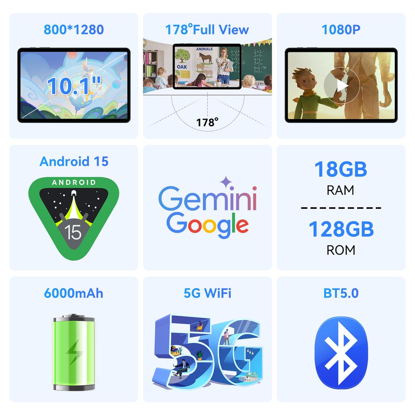 Tablets, Android 15 Tablet 10 Inch T80, 2025 New Electronics Tablets with Keyboard 18GB+128GB/2TB, 10 Inch Tablet with Pen, 6000mAh, 1080P, 5G WiFi, Bluetooth5.0, GPS, OTG, 2 Speaker