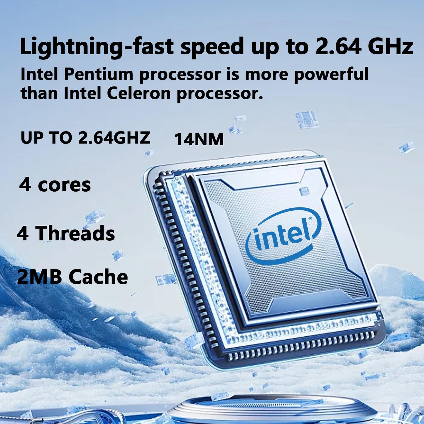 Laptop 16-inch 8GB DDR 256GB SSD Portable Laptop,Expandable to 1TB Pentium Quad-core CPU up to 2.64 GHz 9000mAh Battery Mini HDMI Interface USB3.0 Interface Dual-Band WiFi Webcam Slim laptops