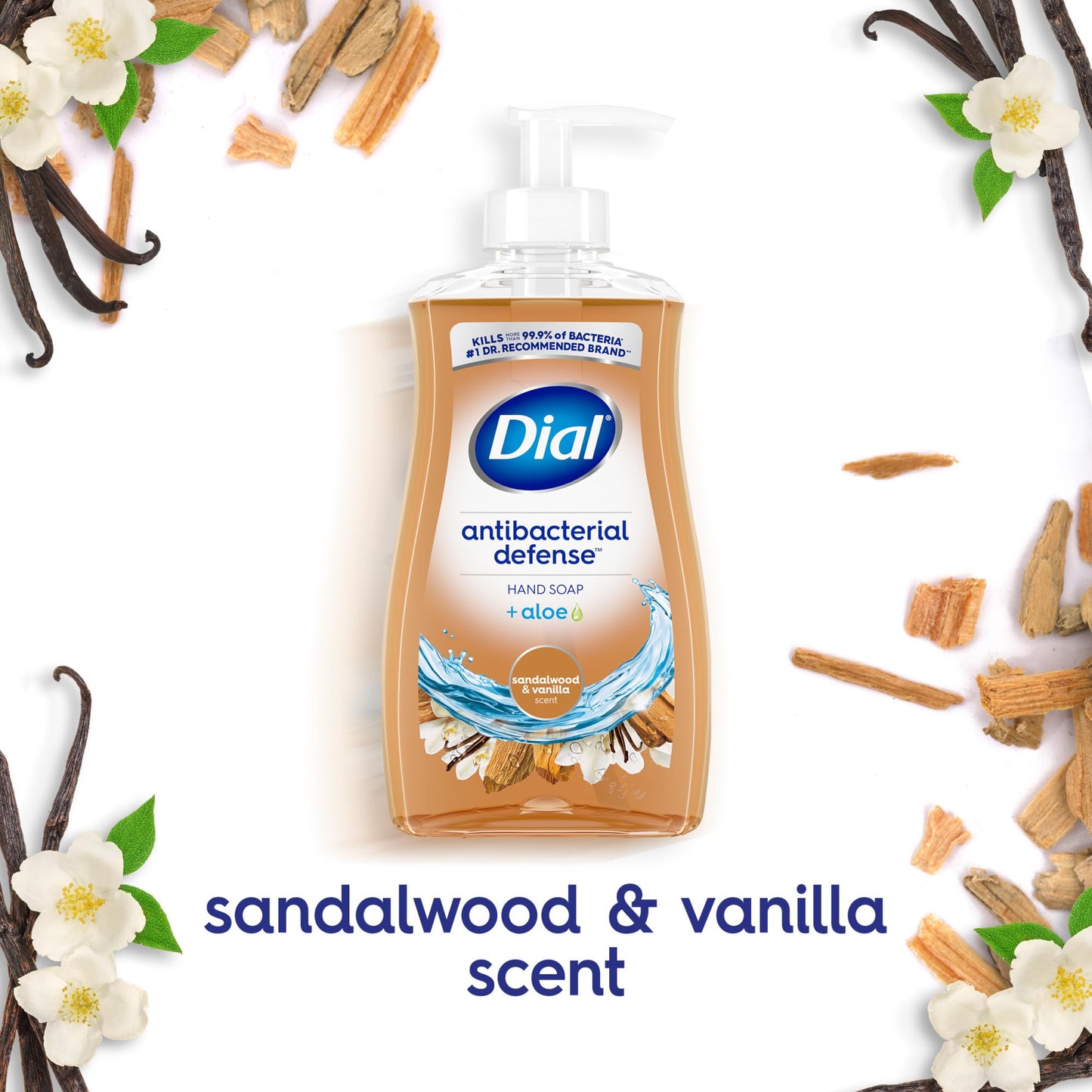 Dial Antibacterial Defense Sandalwood & Vanilla Liquid Hand Soap, 11oz (Pack of 12)